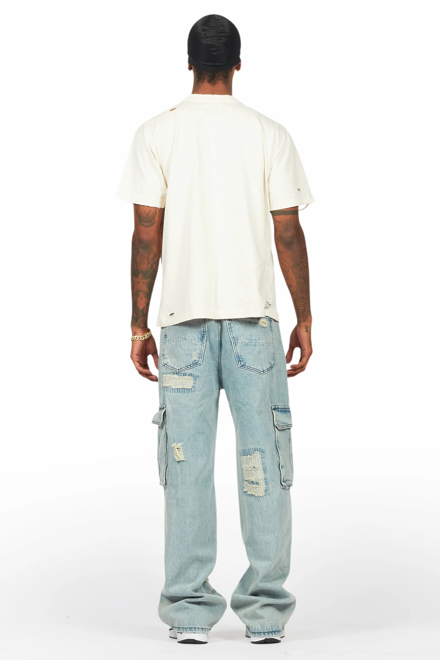 Namas Light Blue Painter Baggy Cargo Jean