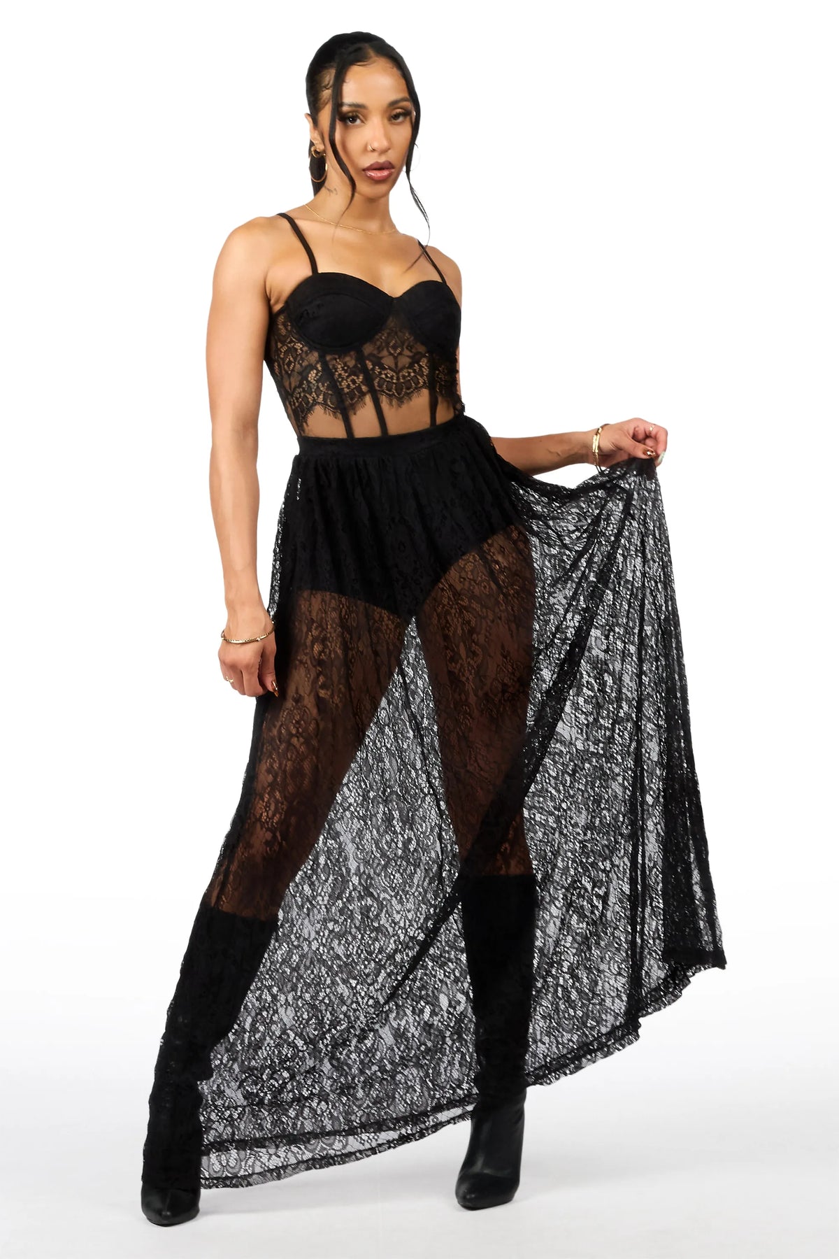 Max'd out Lace Black Maxi Dress