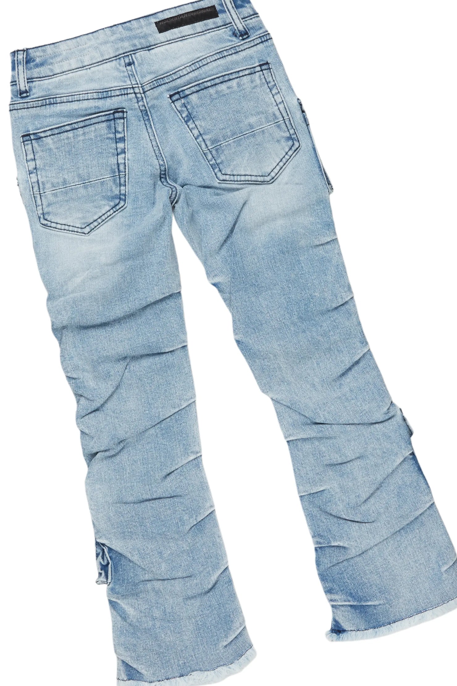 Boys Andros Brown/Light Blue Mohair Hoodie/Stacked Flare Jean Set