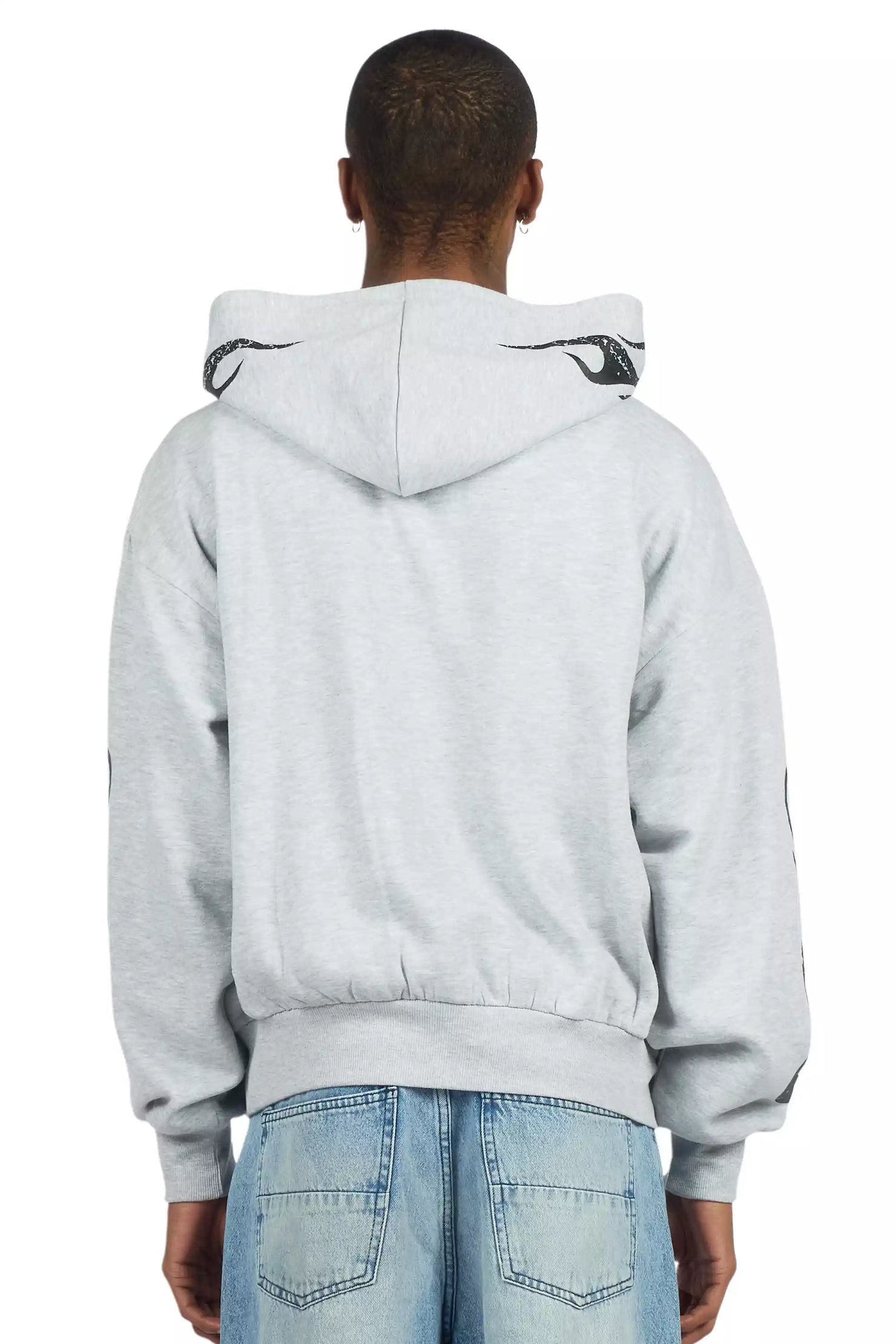 Aubin Heather Grey Boxy Crop Hoodie