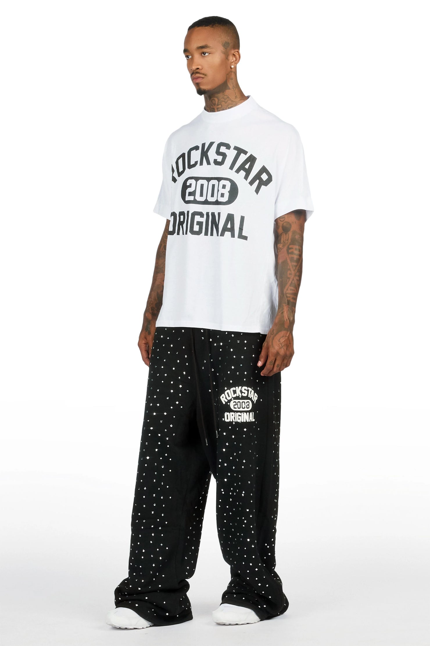 Eliel Black Rhinestone T-Shirt/Baggy Track Set
