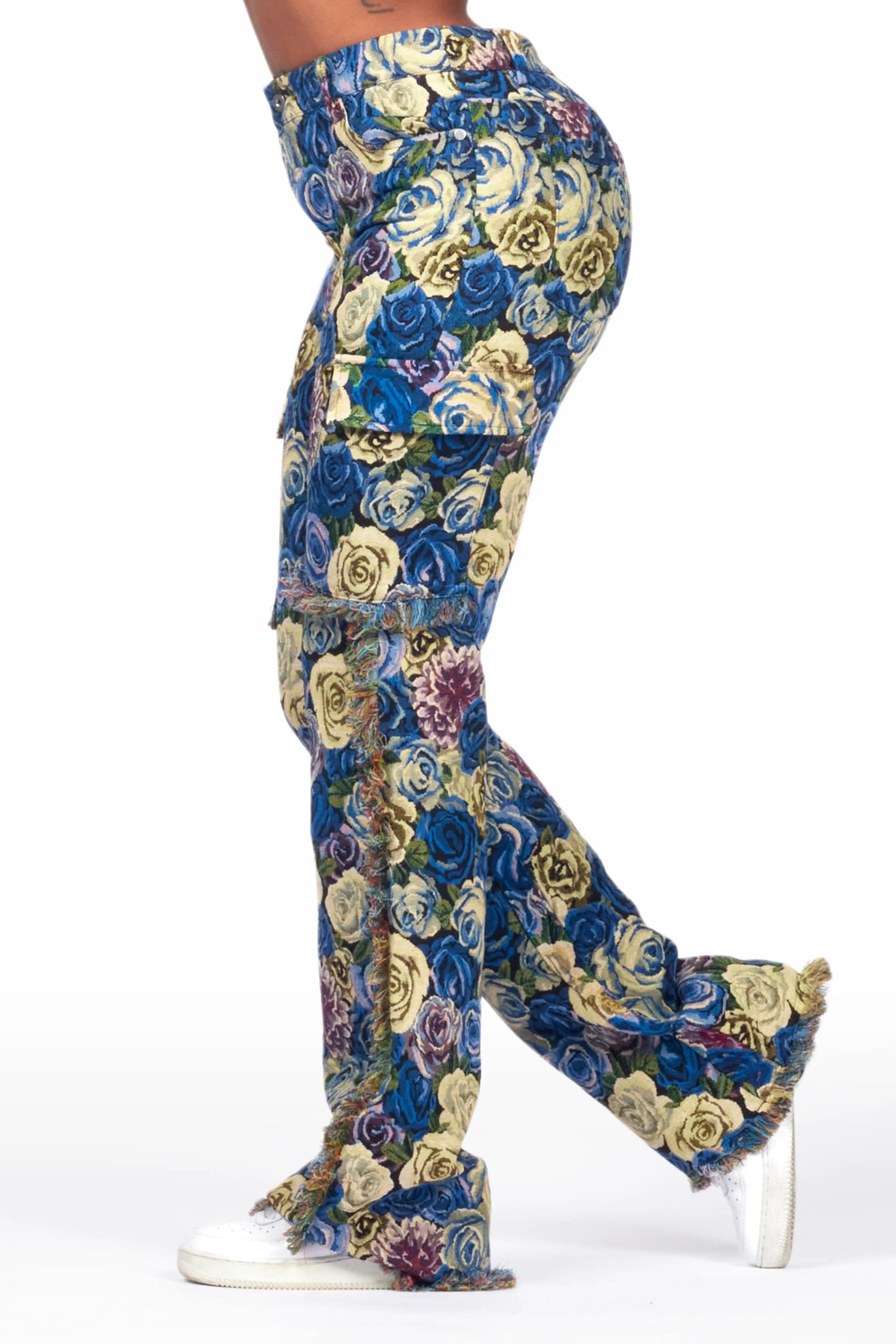 Darresha Blue Floral Tapestry Stacked Pant