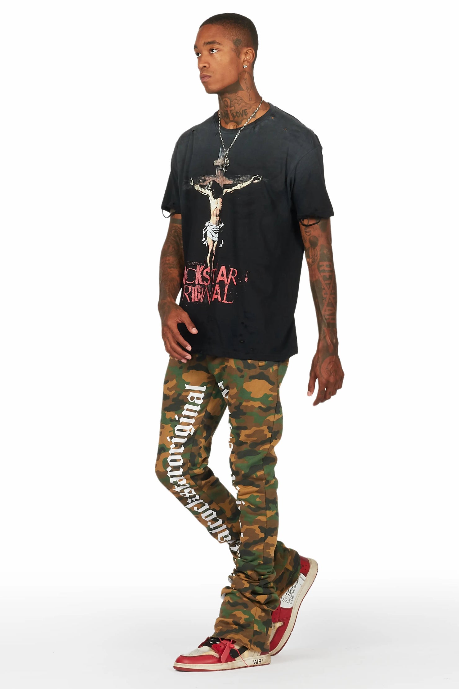 Callie Faded Camo Super Stacked Flare Pants