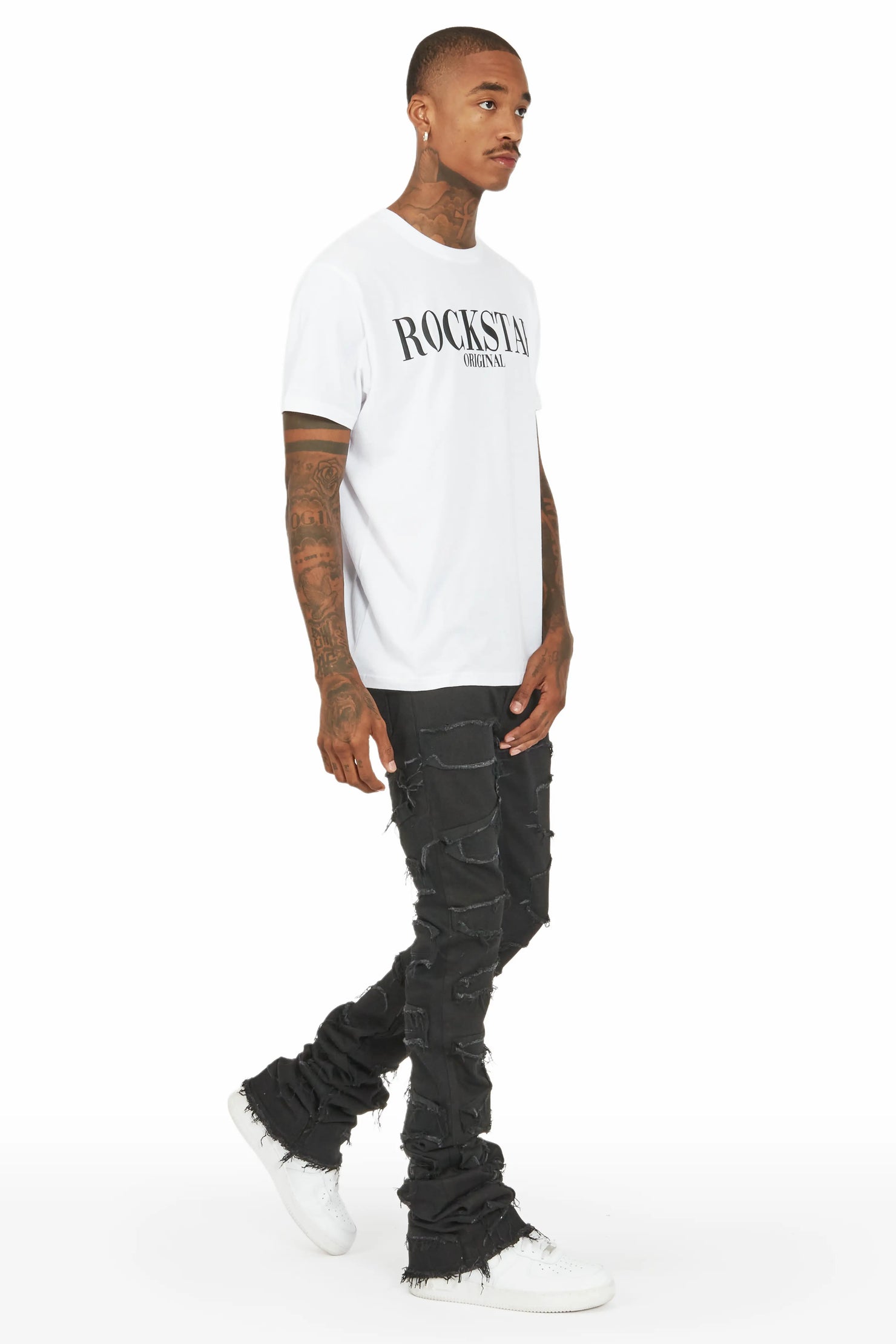 Hallie Black Super Stacked Flare Jean