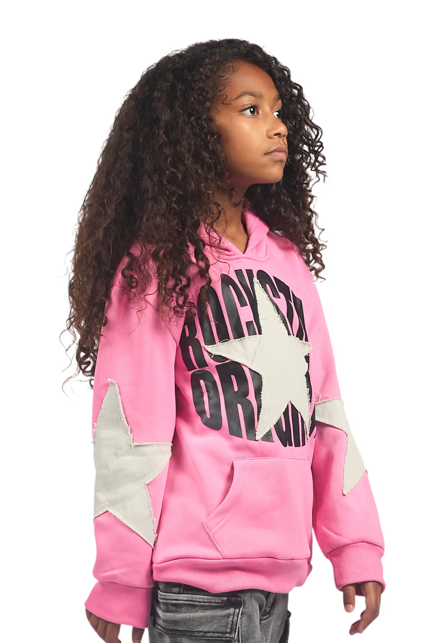 Girls Khaly Pink/Grey Graphic Hoodie