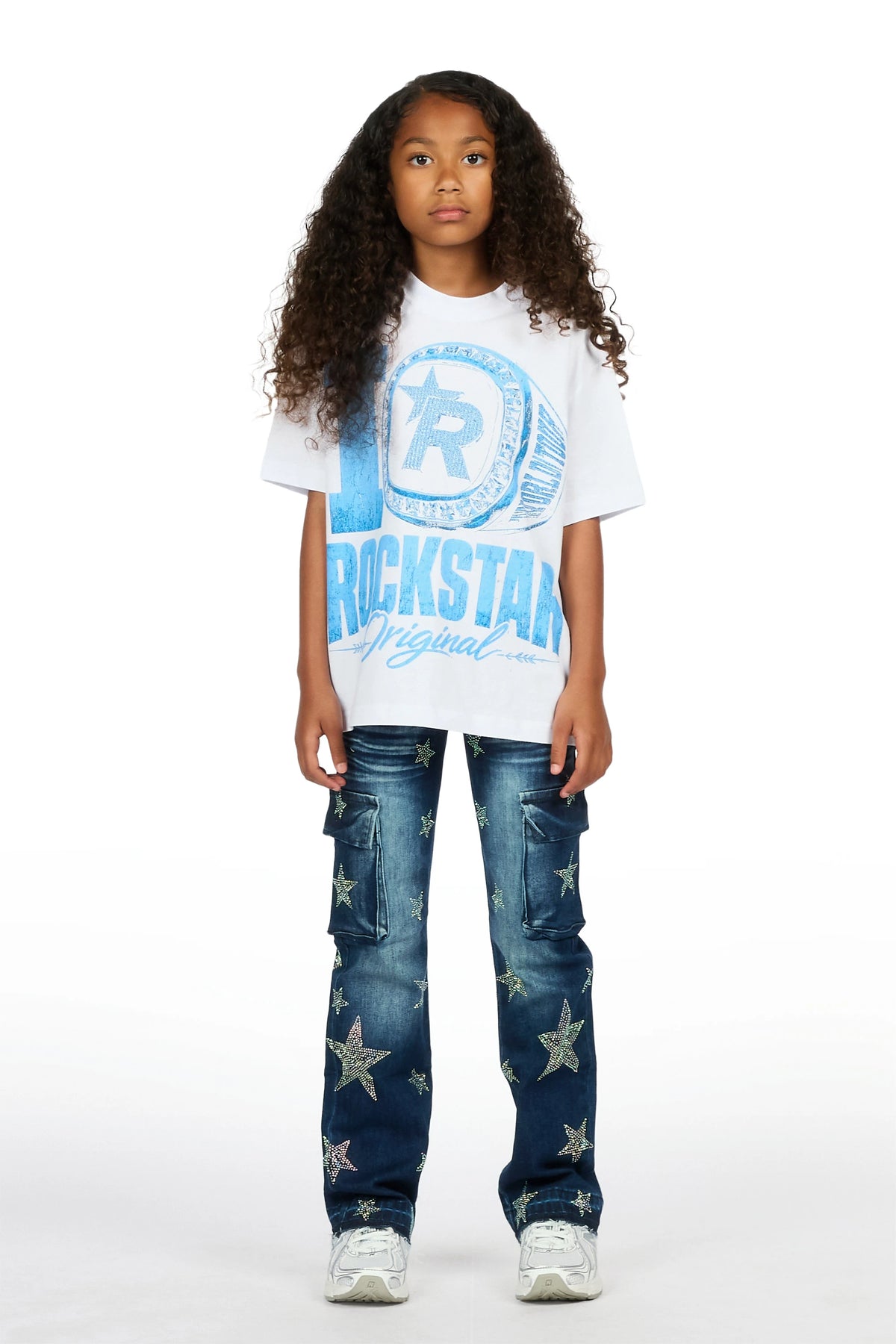 Girls Kendrica Dark Wash Rhinestone Stacked Jean