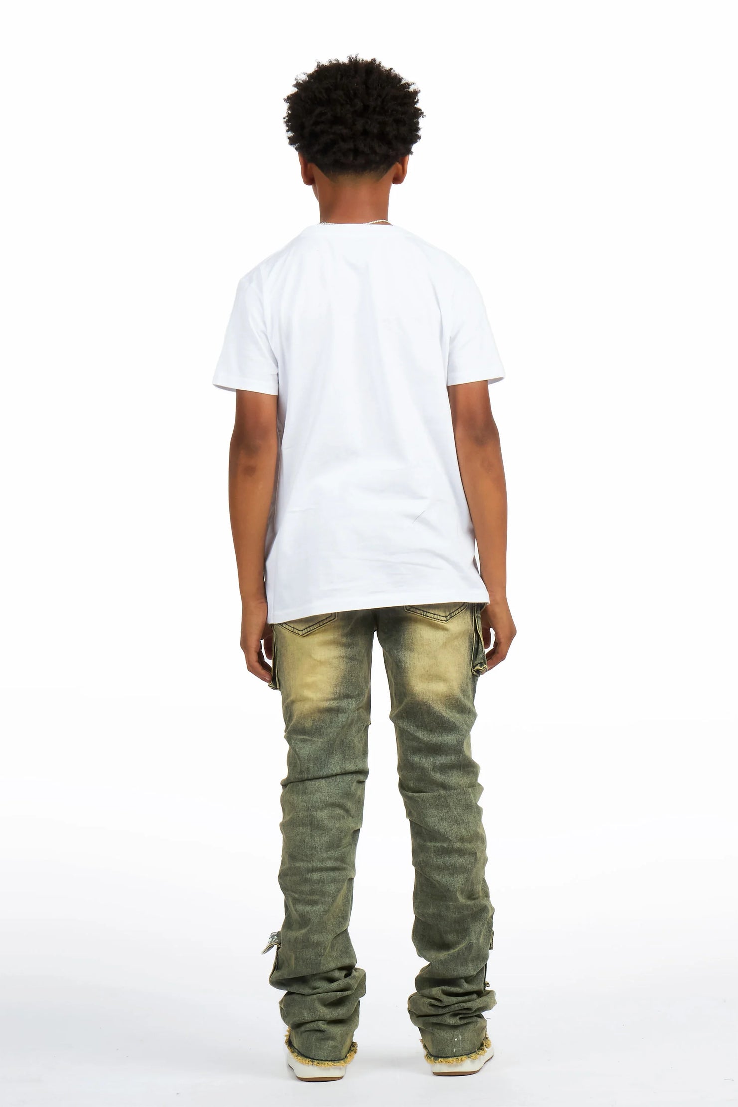 Boys Major Tint Blue Stacked Painter Flare Jean