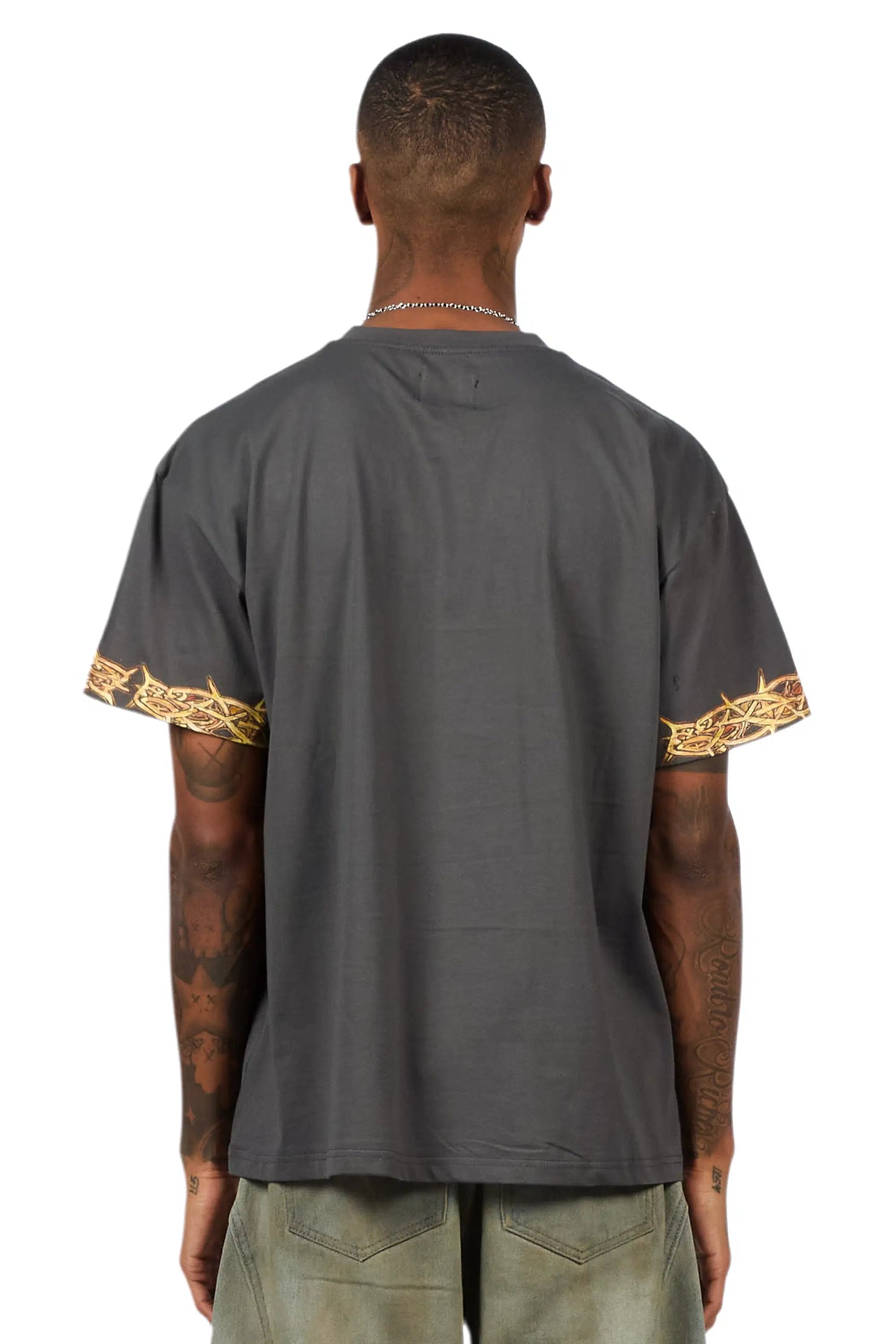 Waller Charcoal Distressed Oversized Graphic T-Shirt
