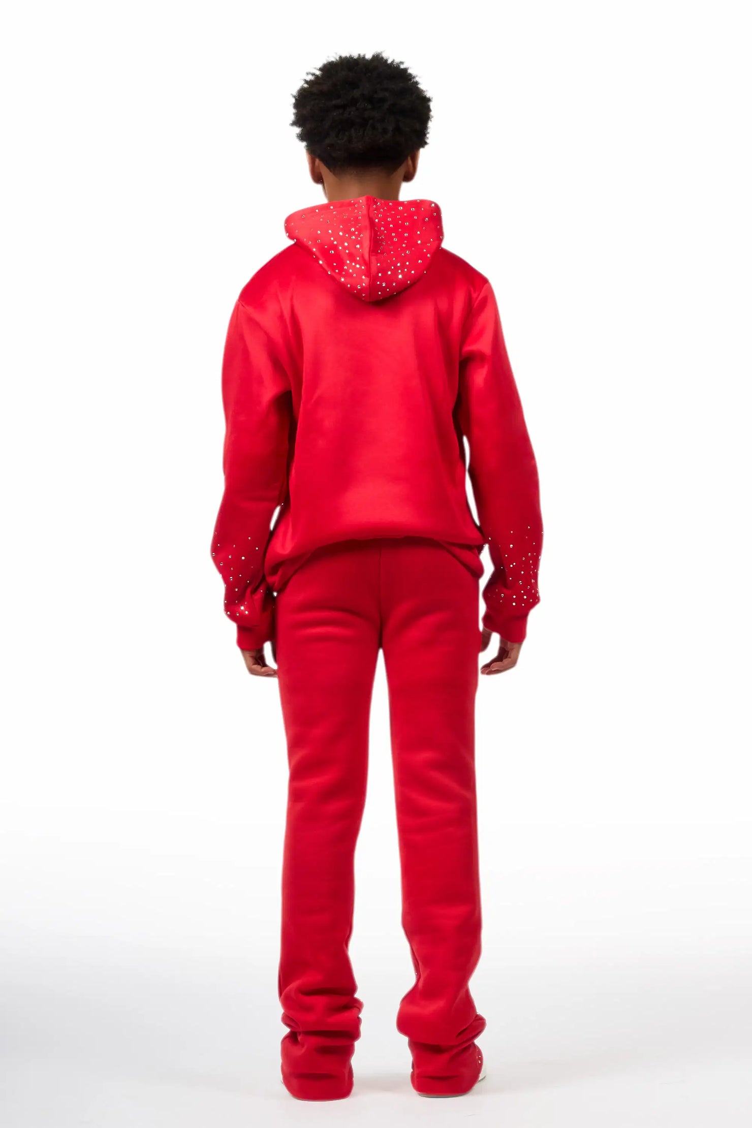 Boys Dontrello 2.0 Red Rhinestone Stacked Track Set