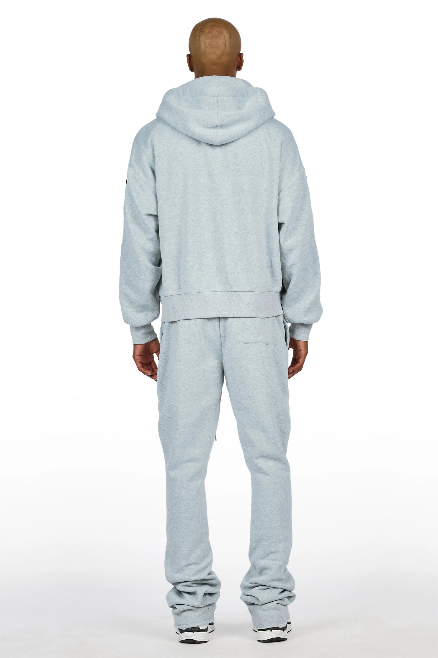 Vidar Heather Grey Zip Up Hoodie Stacked Track Set