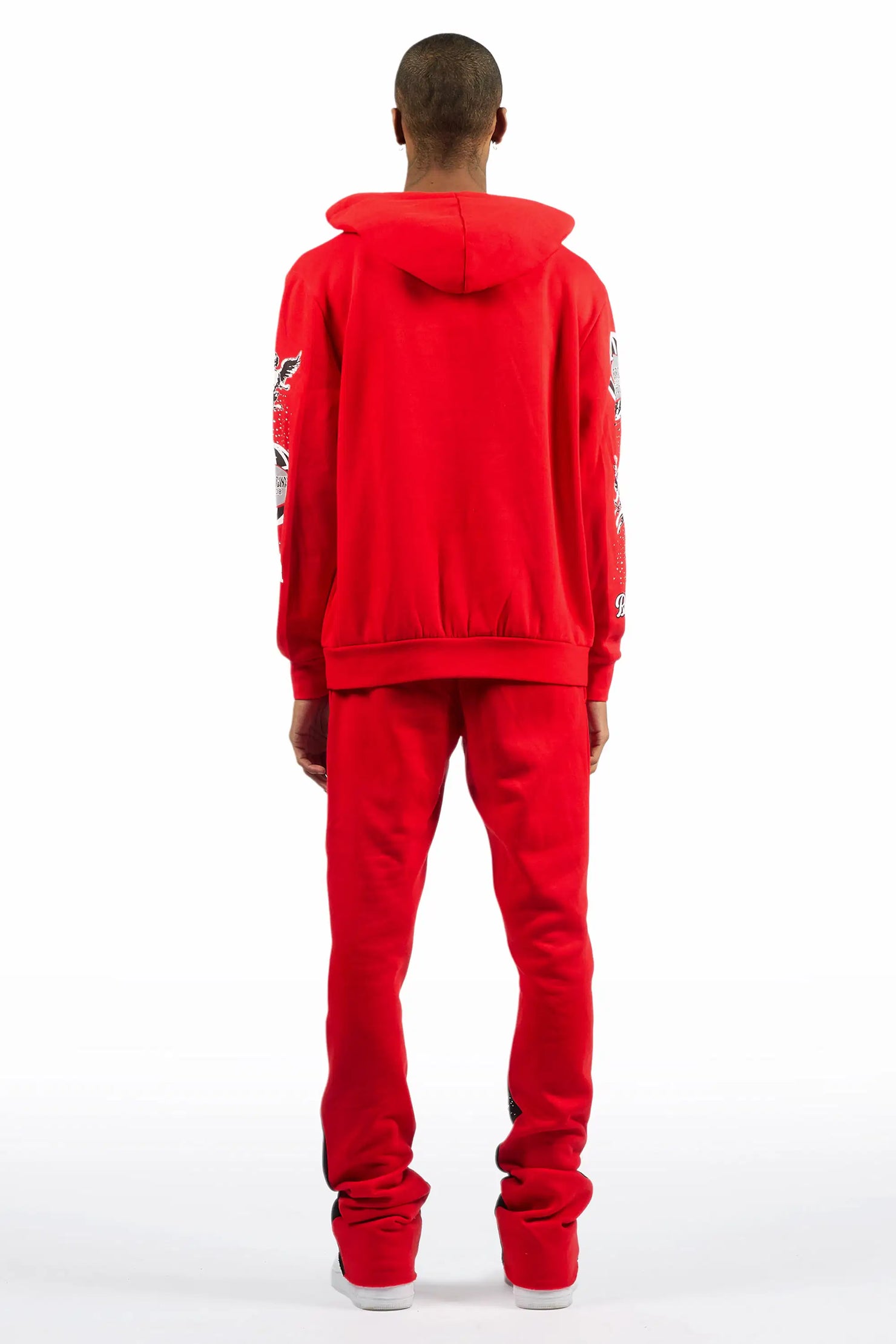 Gutta 2.0 Red Rhinestone Hoodie/Stacked Flare Track Set