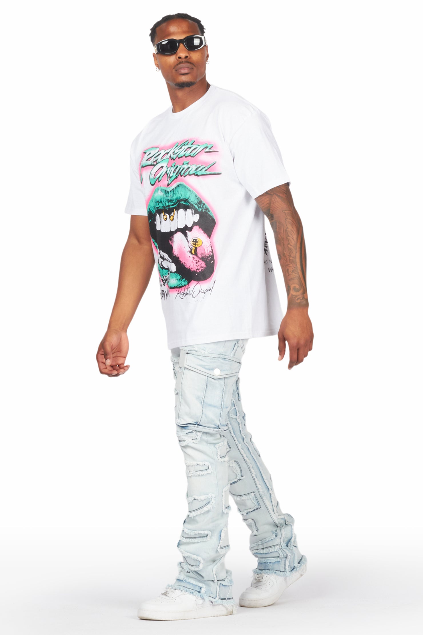 Slater Blue Stacked Flare Jean