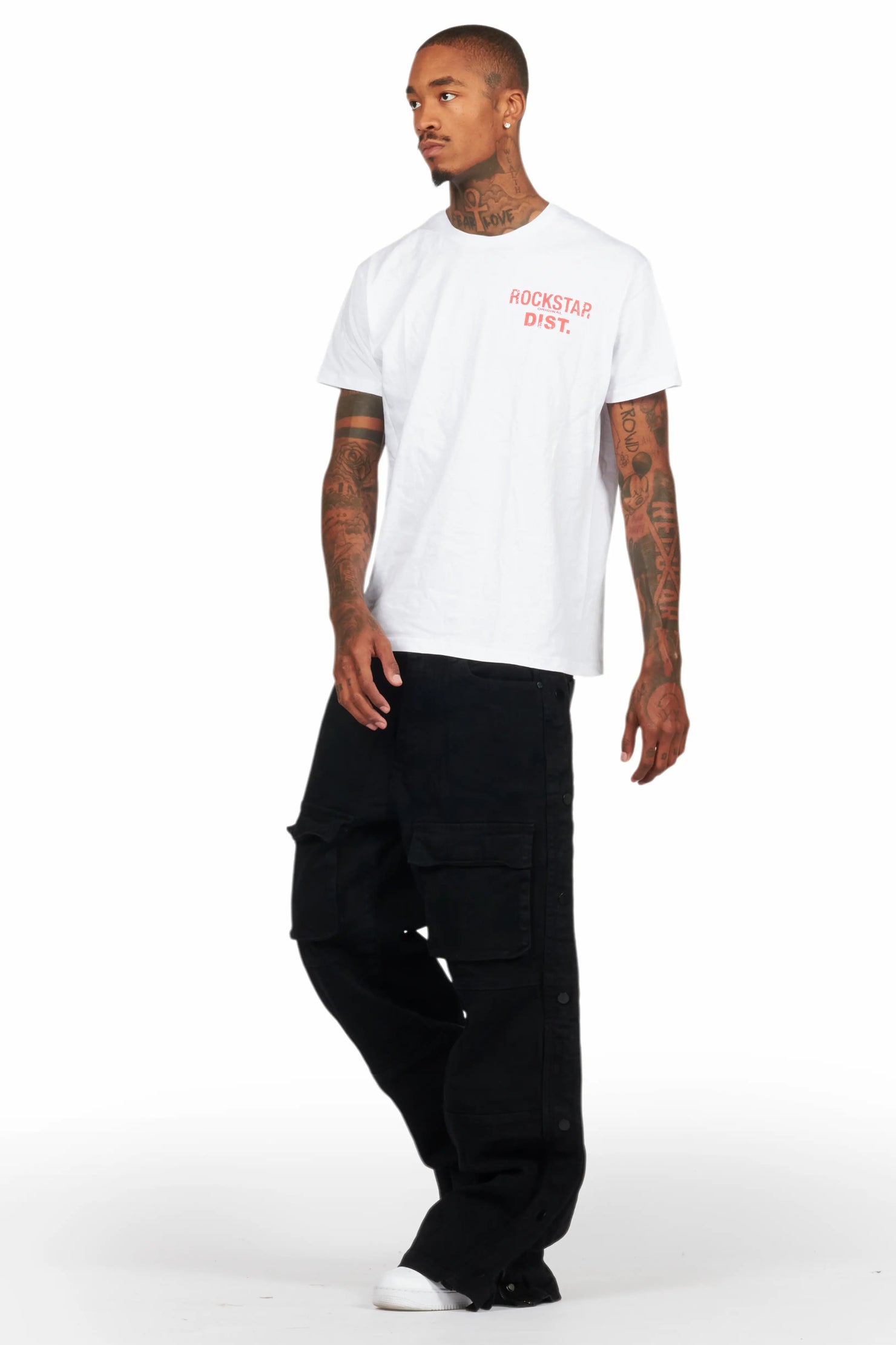 Yuri Black Stacked Cargo Flare Jean