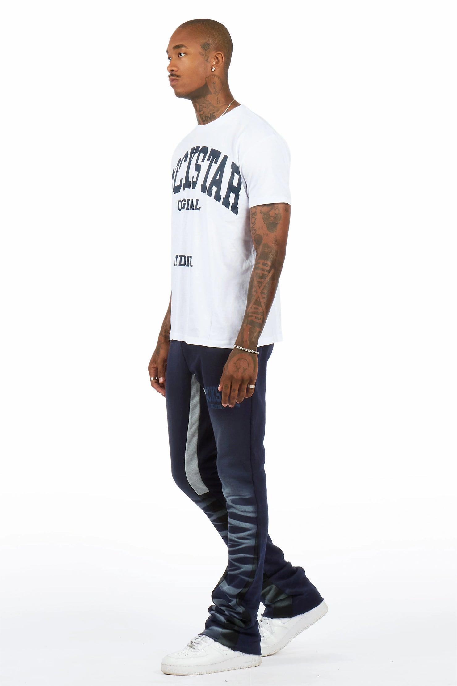 Nelly 2.0 White/Navy T-Shirt/Relaxed Track Set