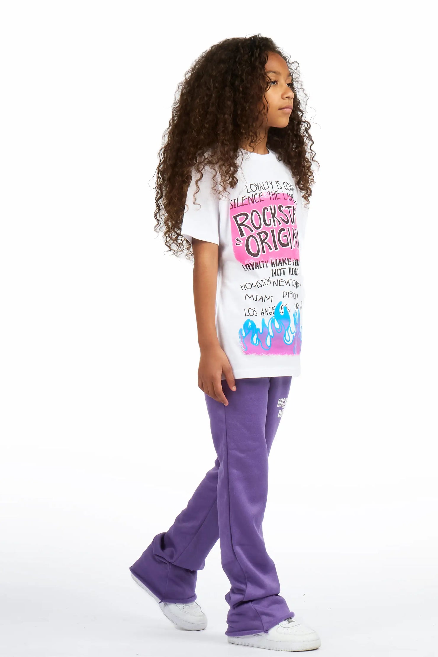 Girls Juliana Purple Stacked Flare Pant