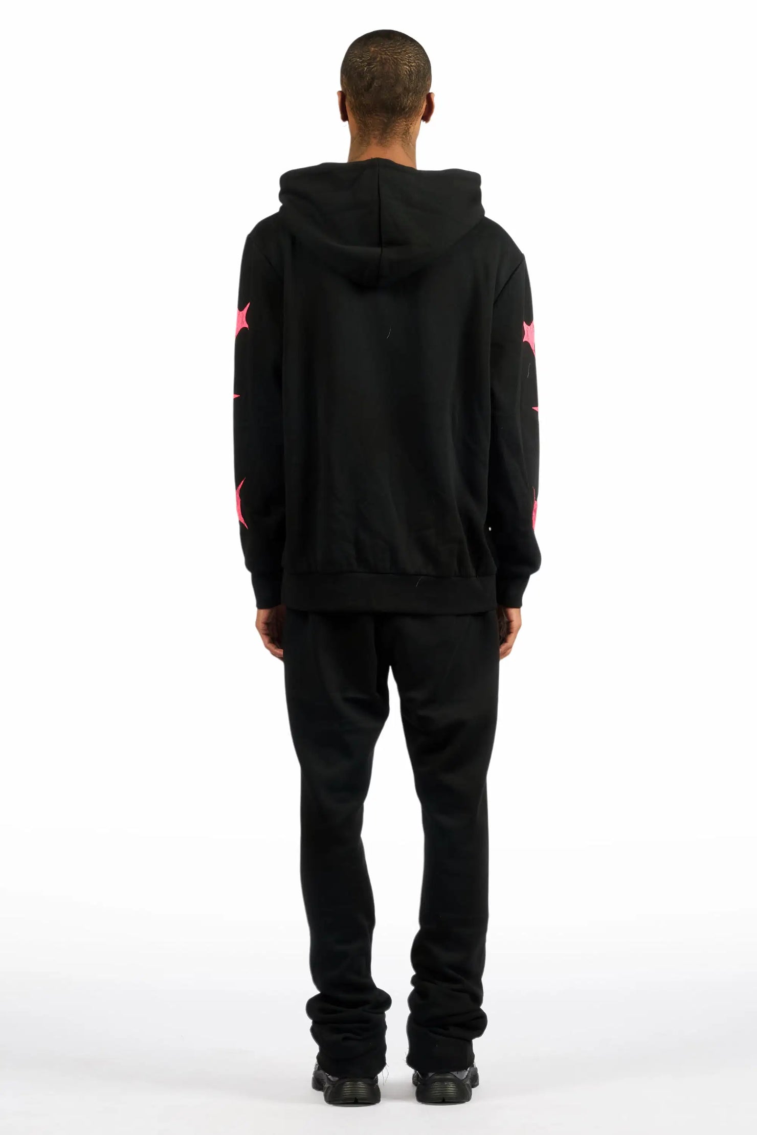 Trezno Black Hoodie/Stacked Pant Track Set