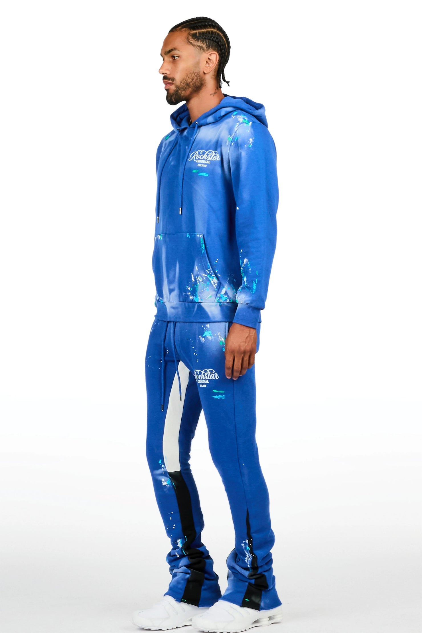 Kanne Royal Blue Hoodie/Stacked Flare Pant Track Set