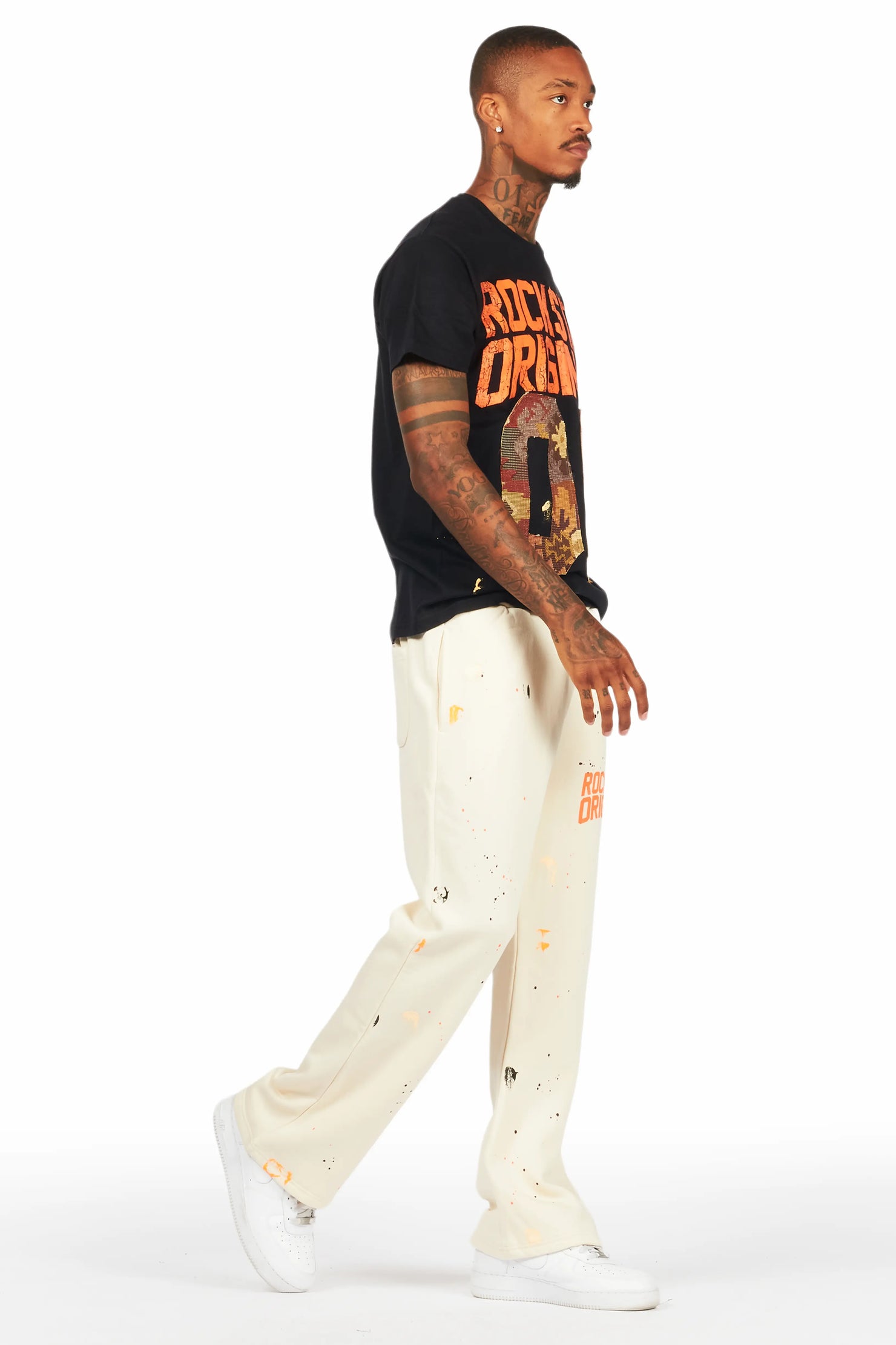 Iver Black/Beige T-Shirt/Stacked Flare Track Set