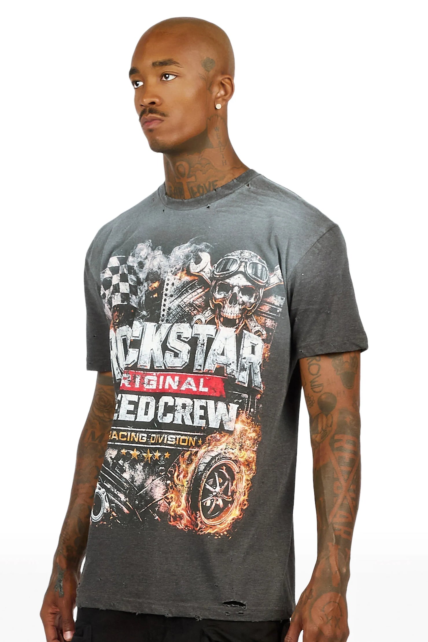 Cleaveland Charcoal Oversized Graphic T-Shirt