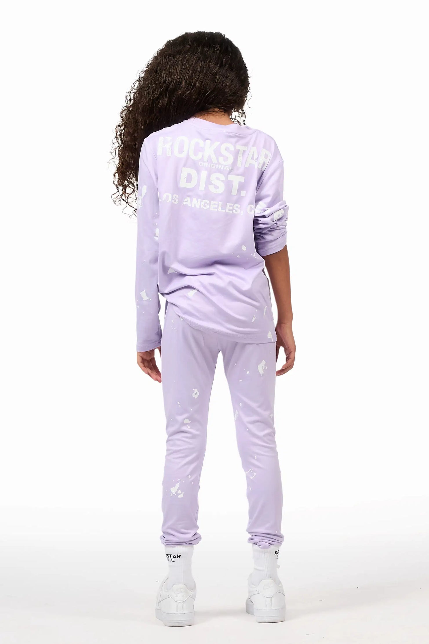 Girls Living For It Lavender Long Sleeve Lounge Set