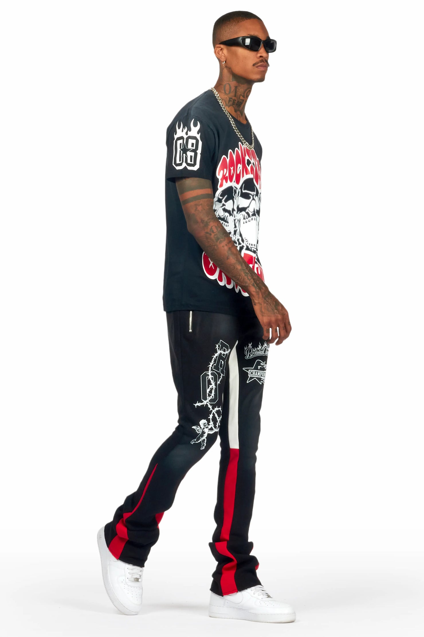 Rune Black T-Shirt/Stacked Flare Track Set