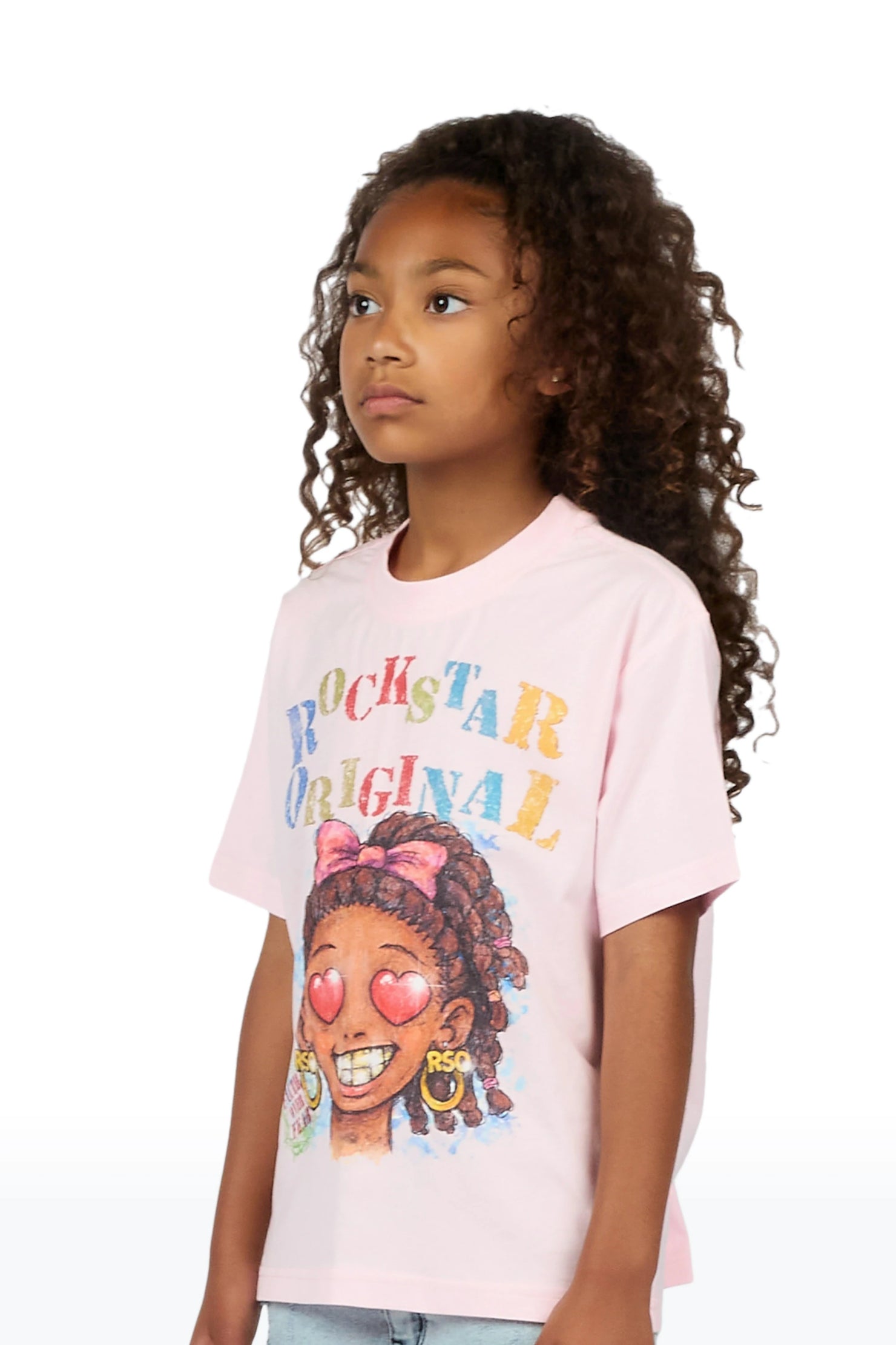 Girls Jaggy Light Pink Graphic T-Shirt