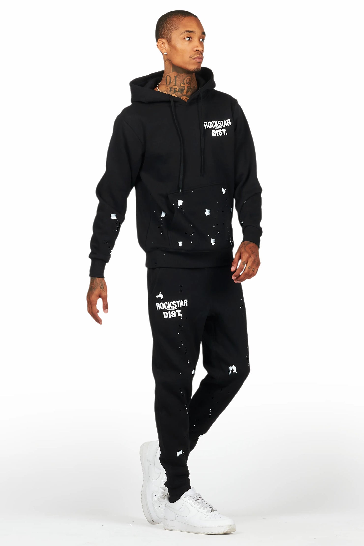 Raffer Black Hoodie/Jogger Sweat Track Set