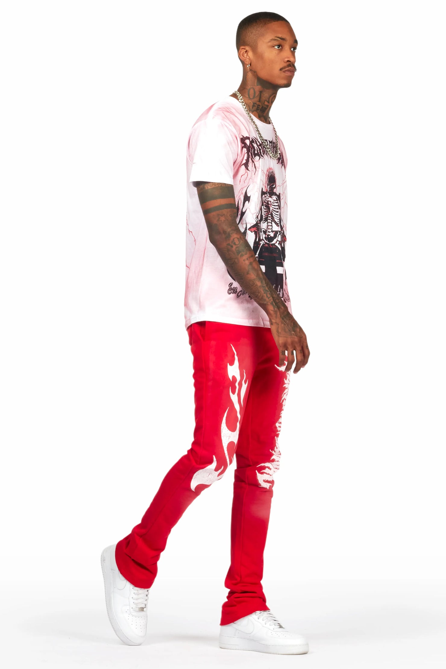 Deathrow Red T-Shirt/Stacked Flare Pant Set