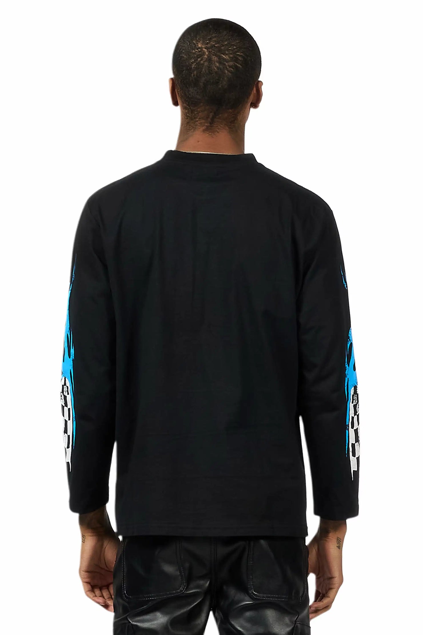 Colorful Race Black Long Sleeve Graphic T-Shirt