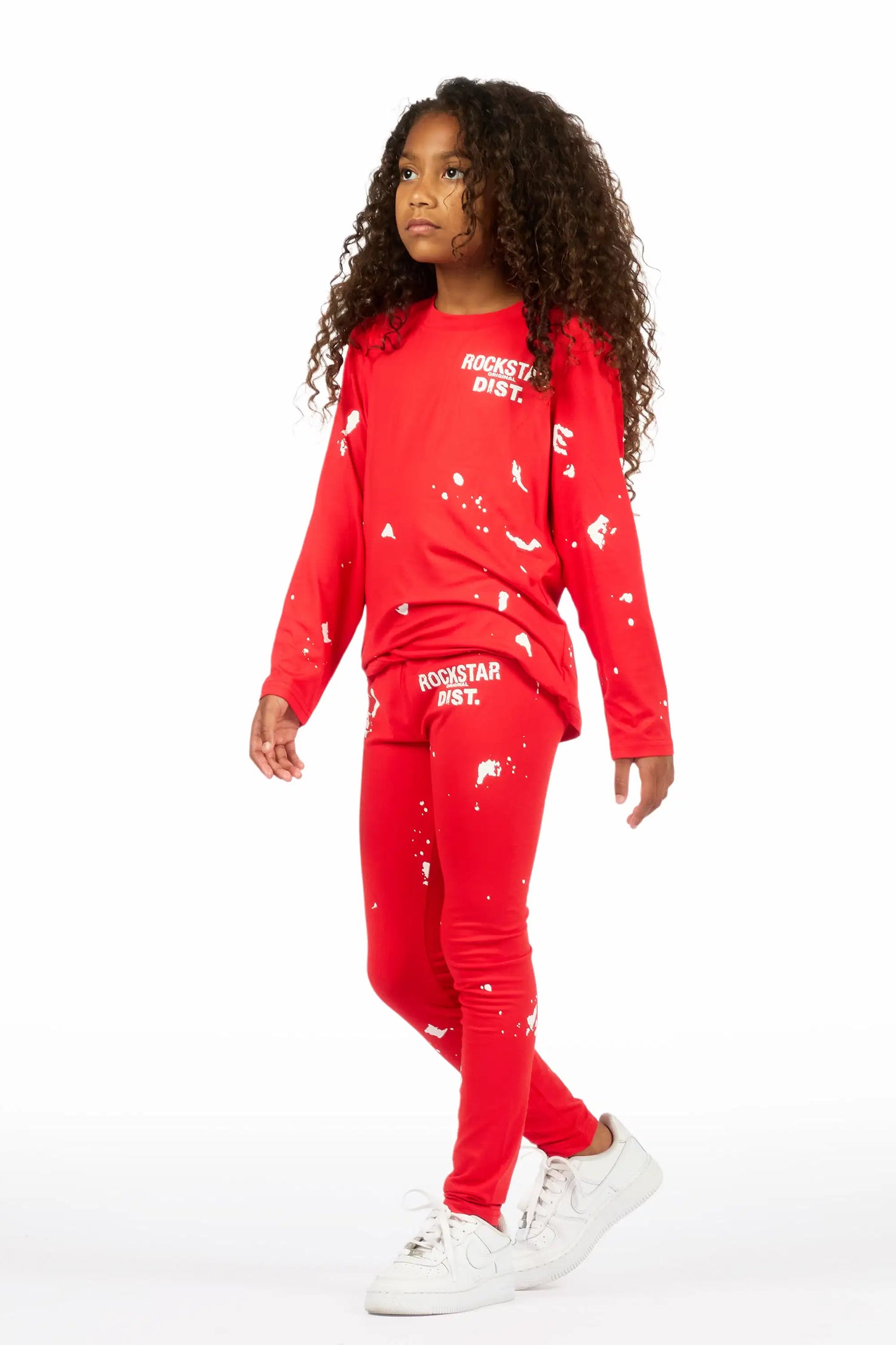 Girls Living For It Red Long Sleeve Lounge Set