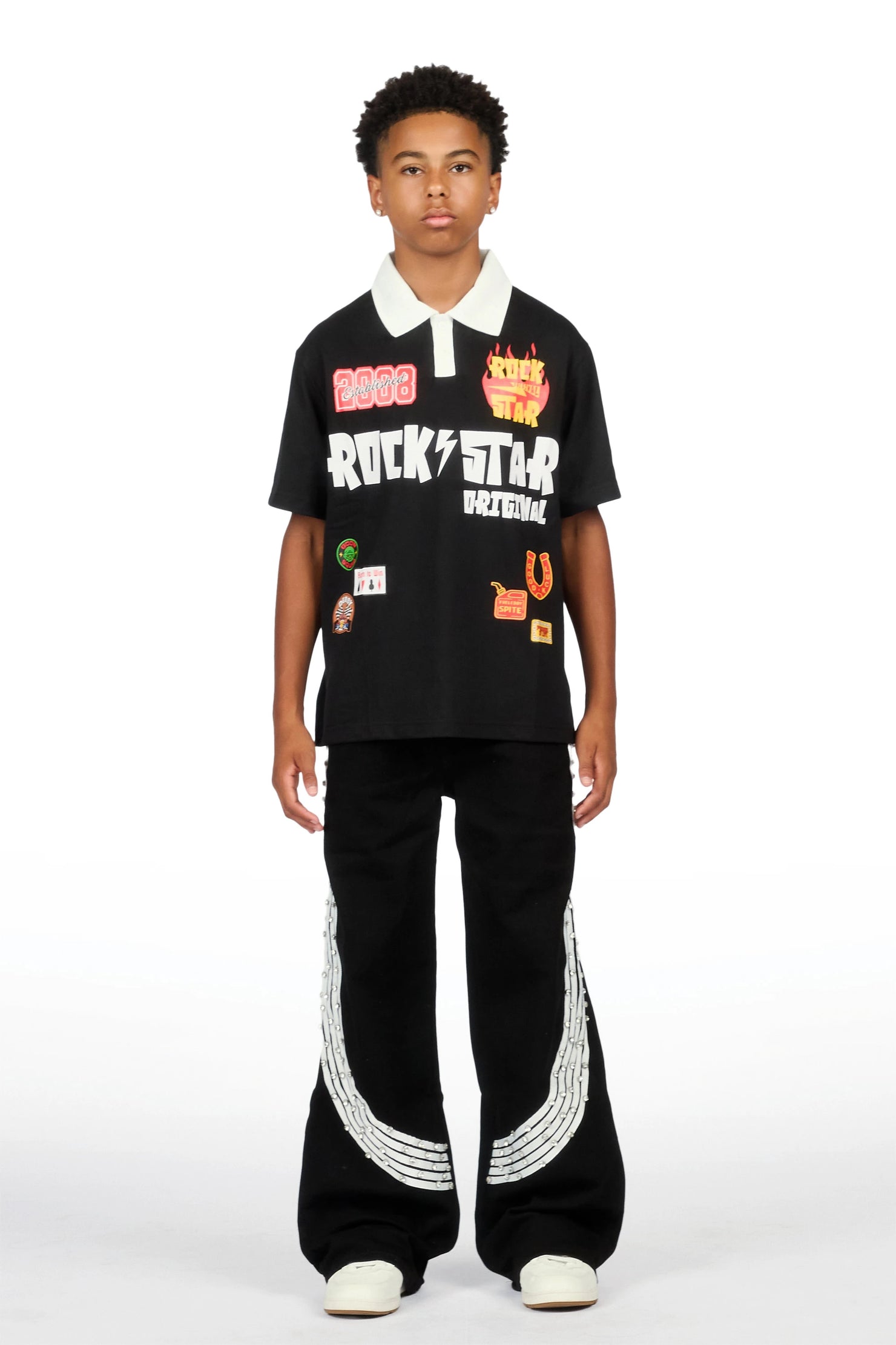 Boys Zayven Black Baggy Fit Jean