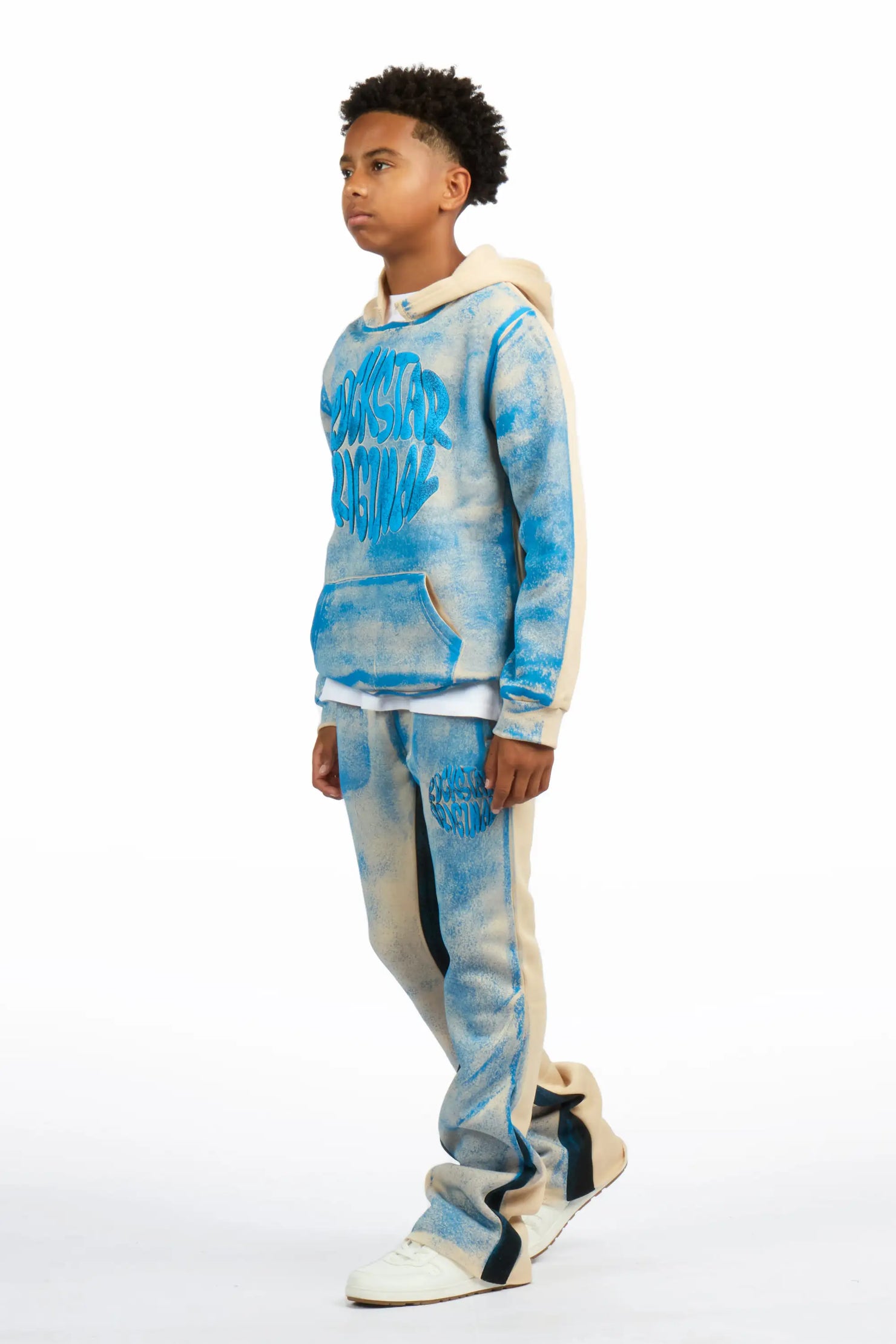 Boys Thier Tan/Blue Stacked Track Set