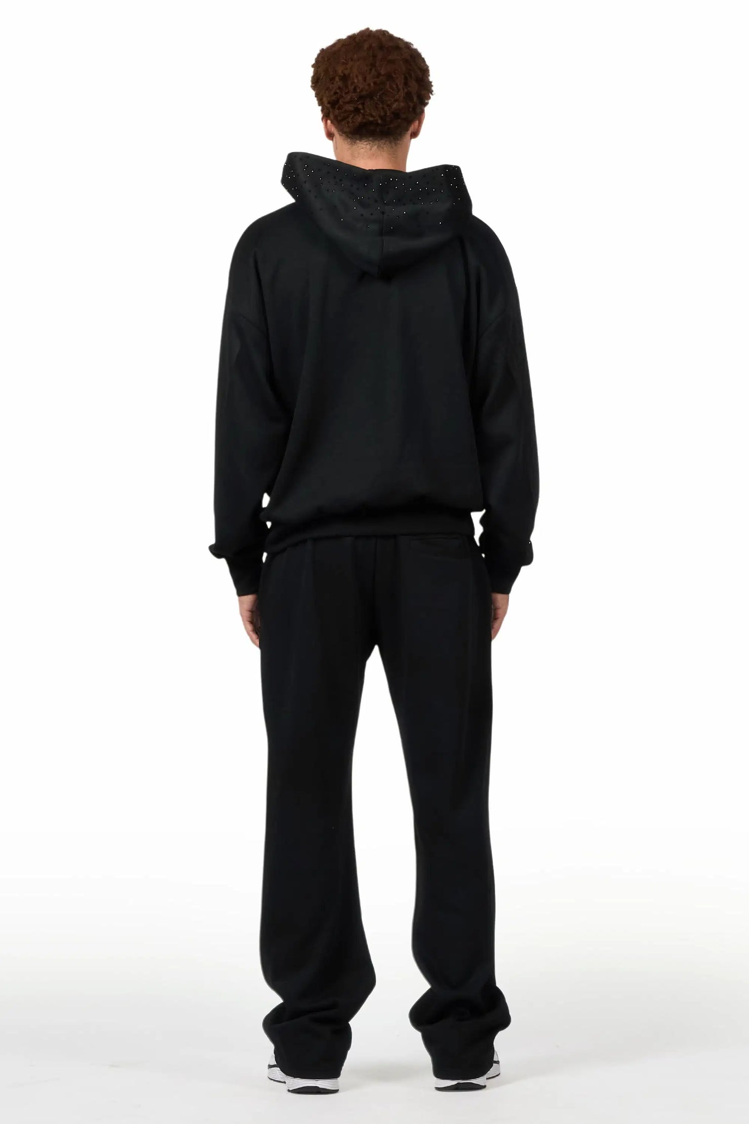 Twinkle Black/Black Rhinestone Hoodie Relaxed Track Set