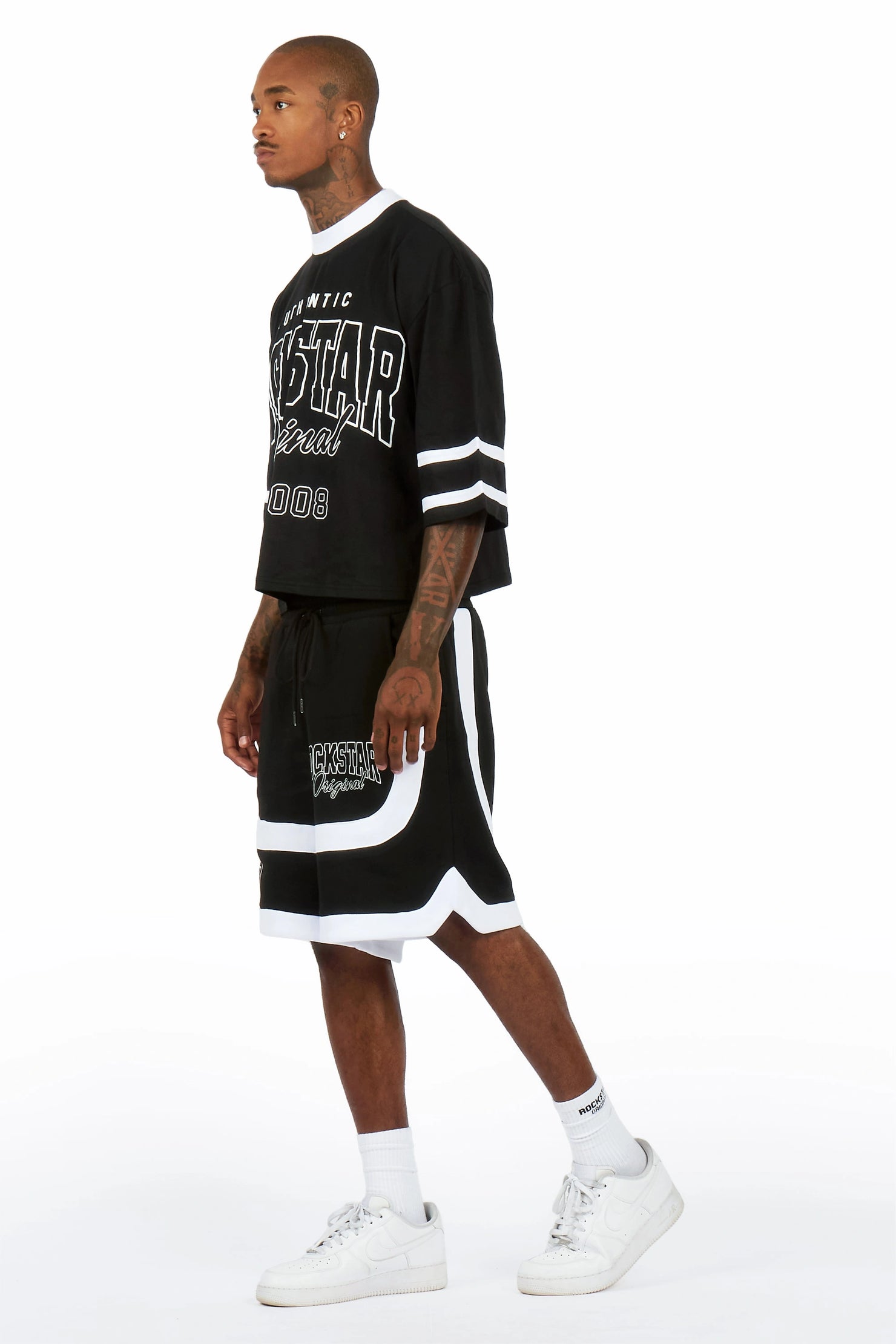 Redford Black T-Shirt/Double Waisted Short Set