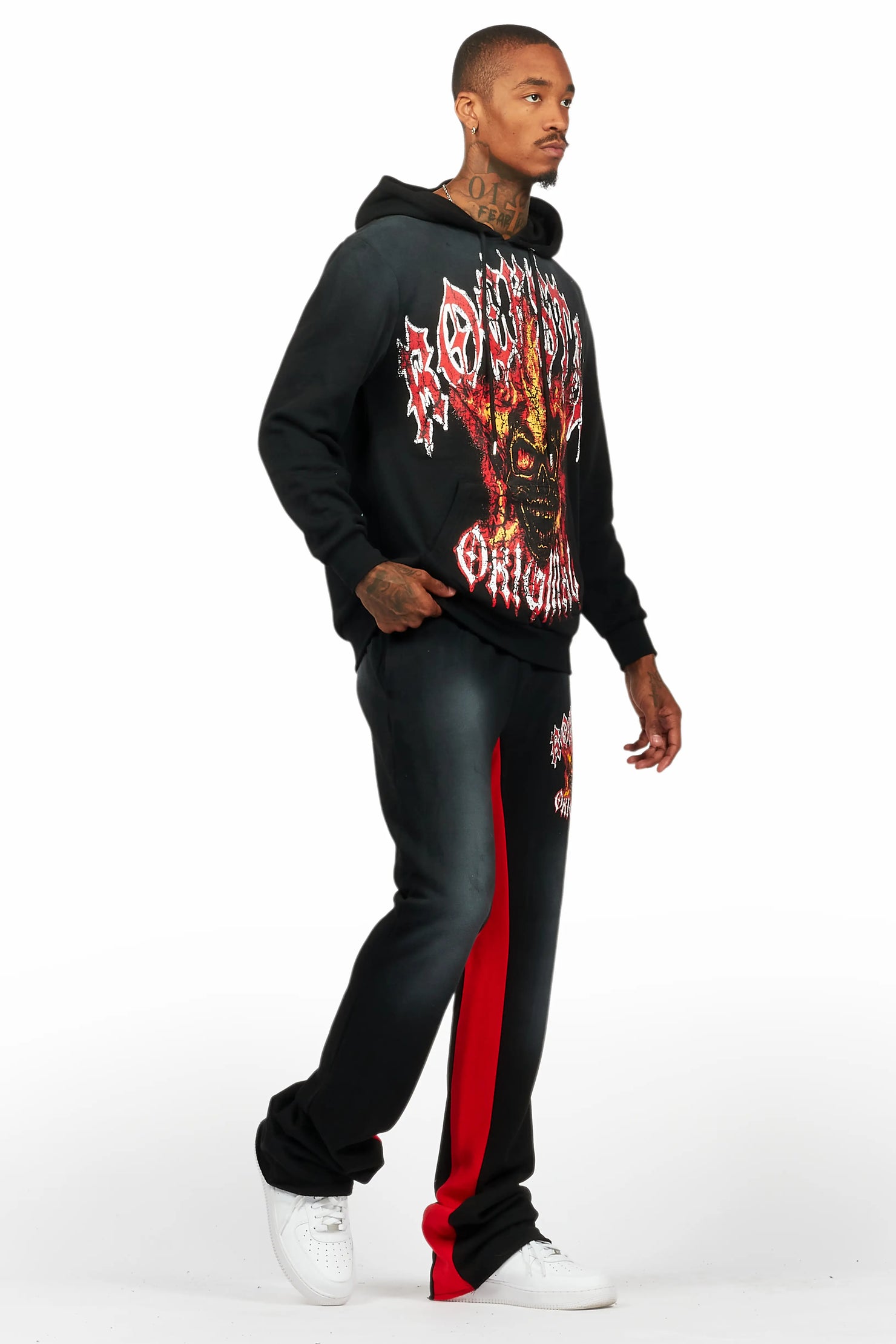 HDStar Black/Red Hoodie/Baggy Track Pant Set