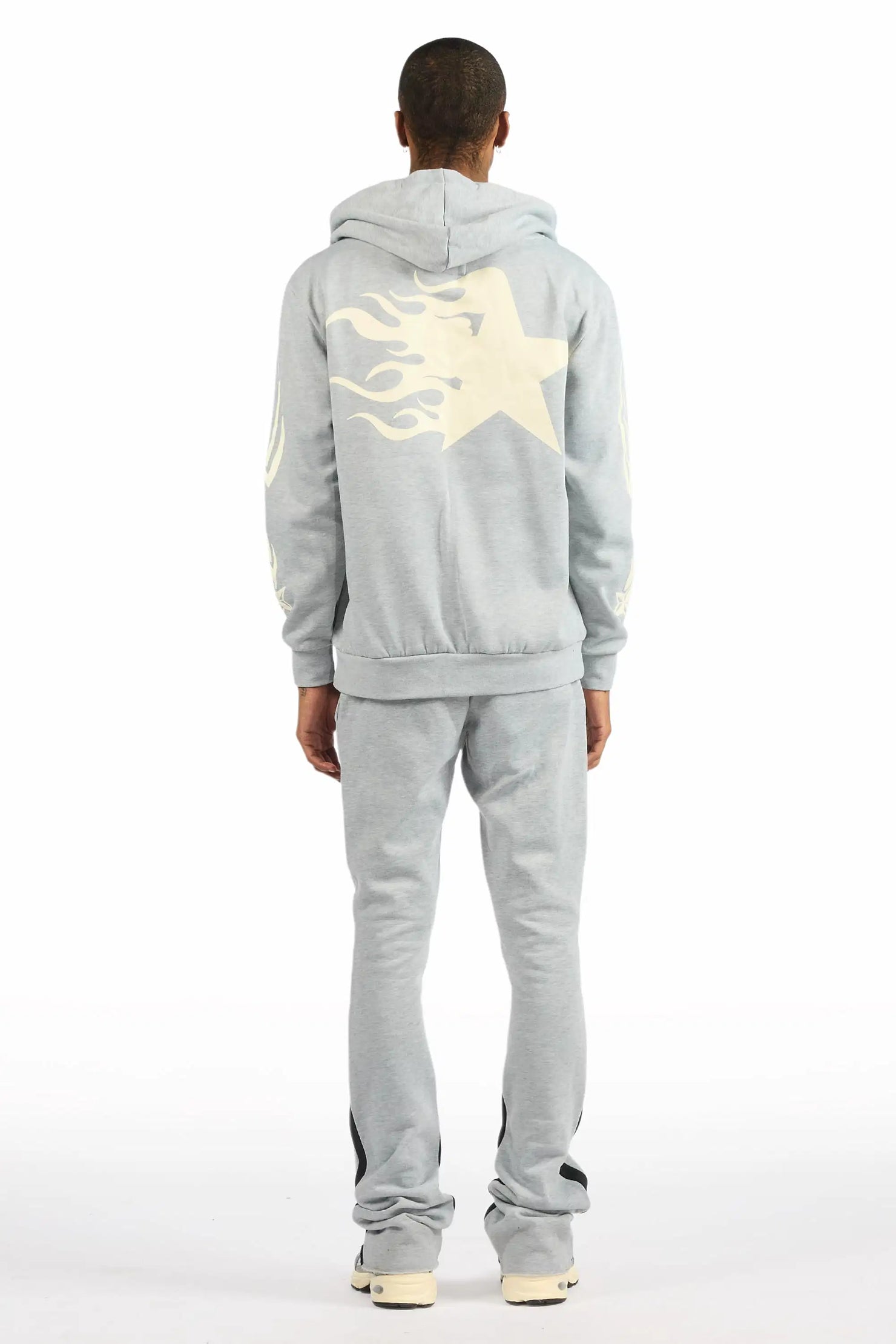 Pluton Heather Grey/Cream Hoodie/Stacked Flare Track Set
