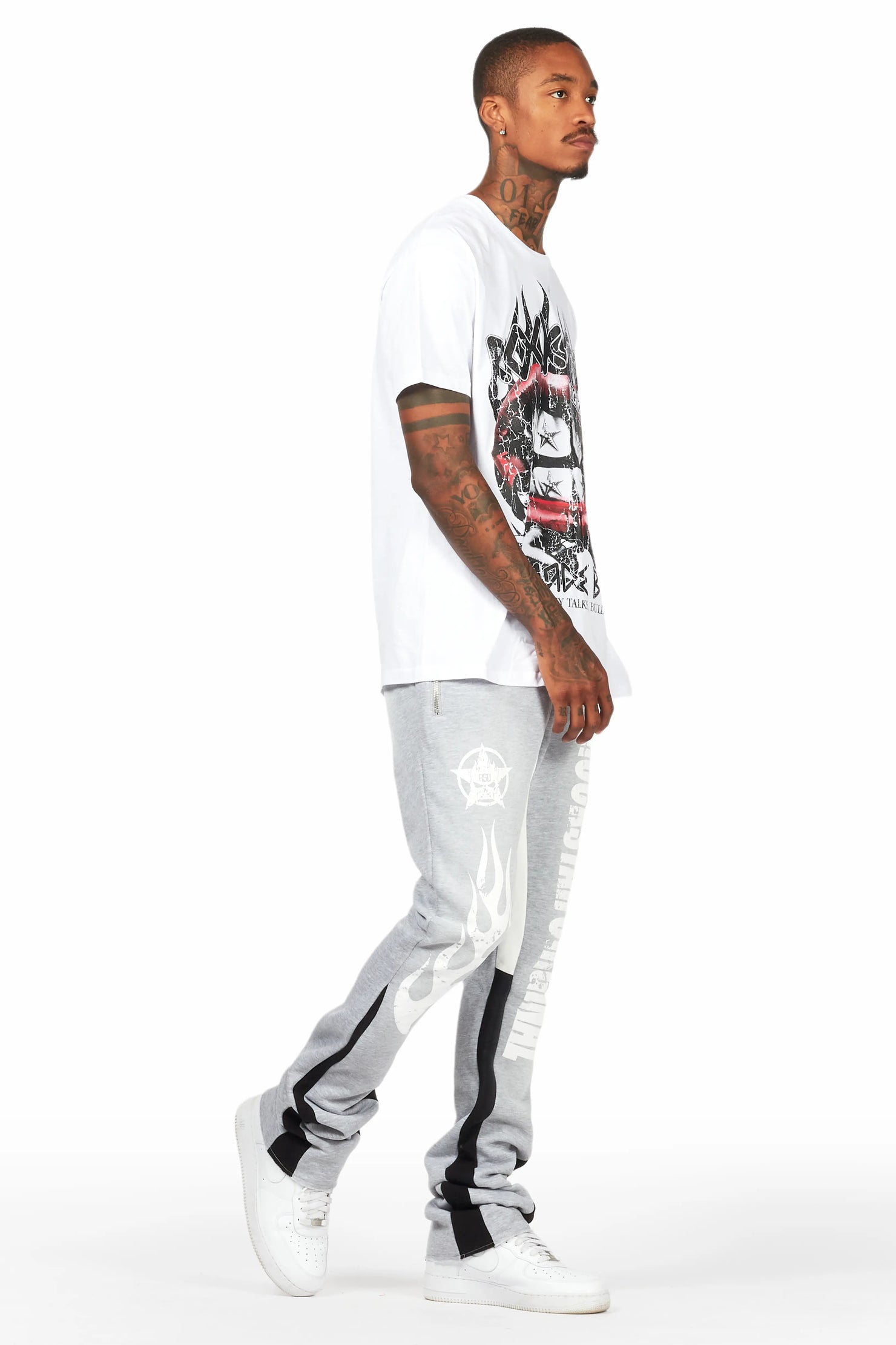 Vadim White/Grey T-Shirt/Stacked Flare Track Set