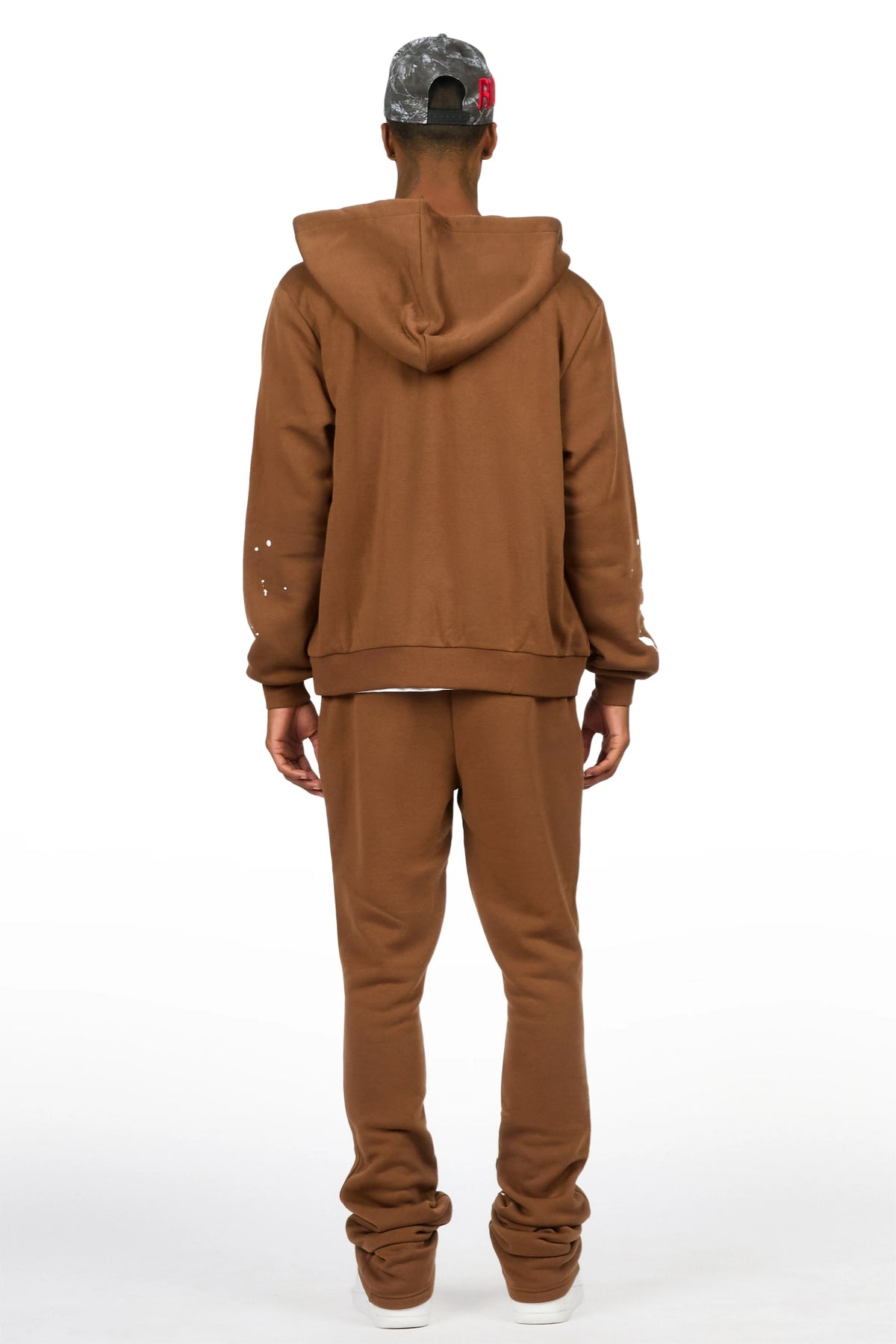 Zip Up Brown Raffer Hoodie/Stacked Track Set