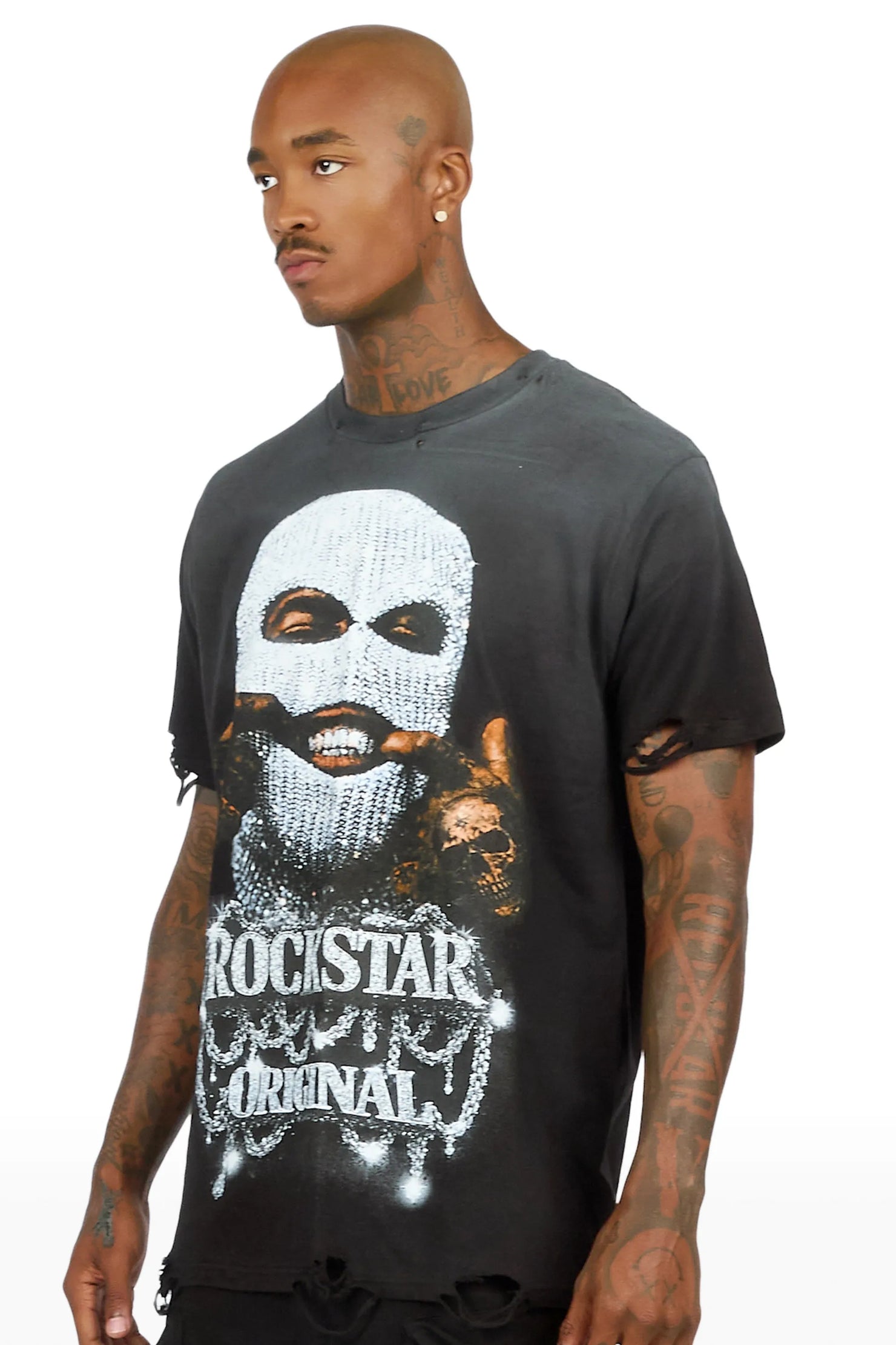 Philes Black Oversized Graphic T-Shirt