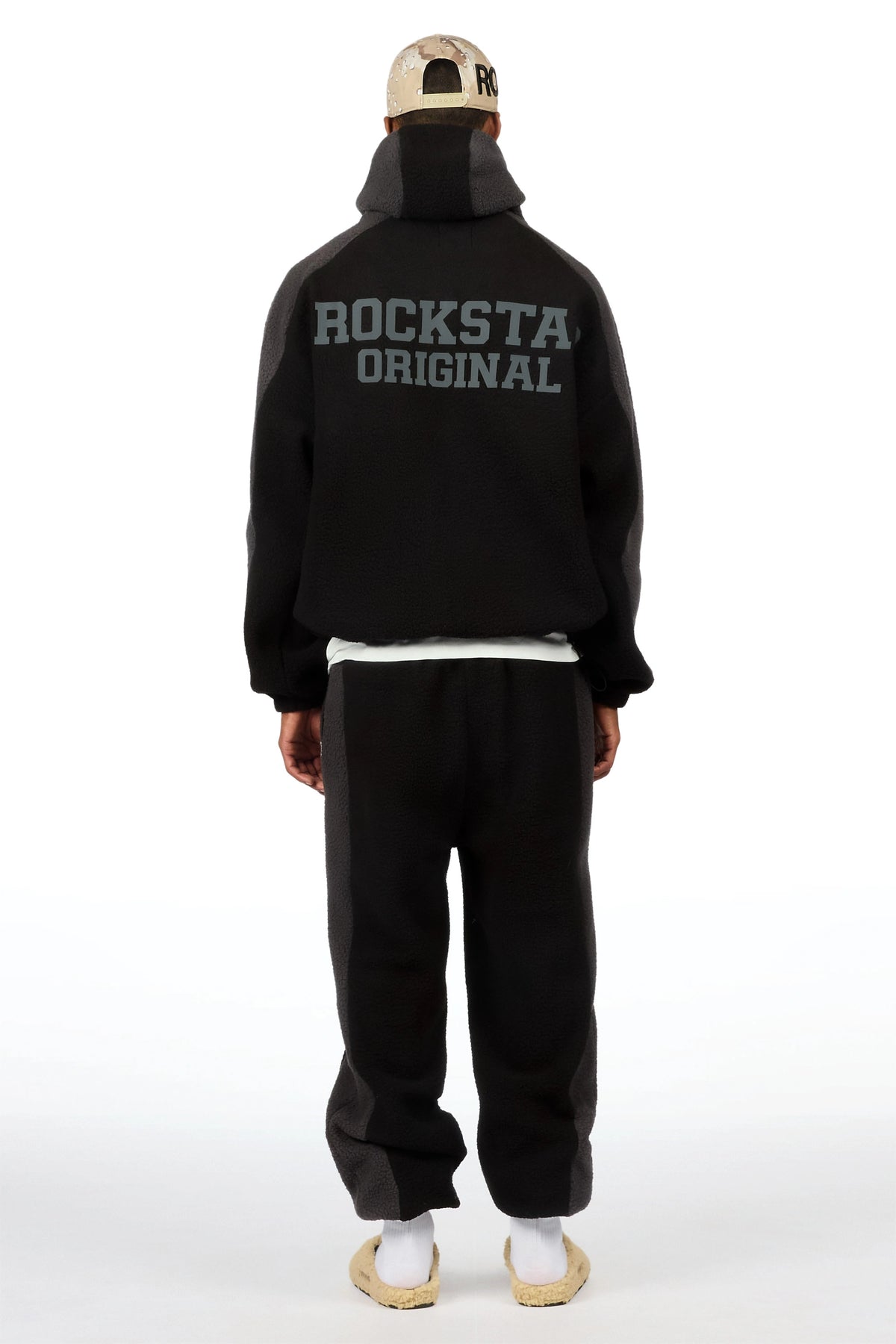 Minero Sherpa Black Zip Up Hoodie/Jogger Track Set