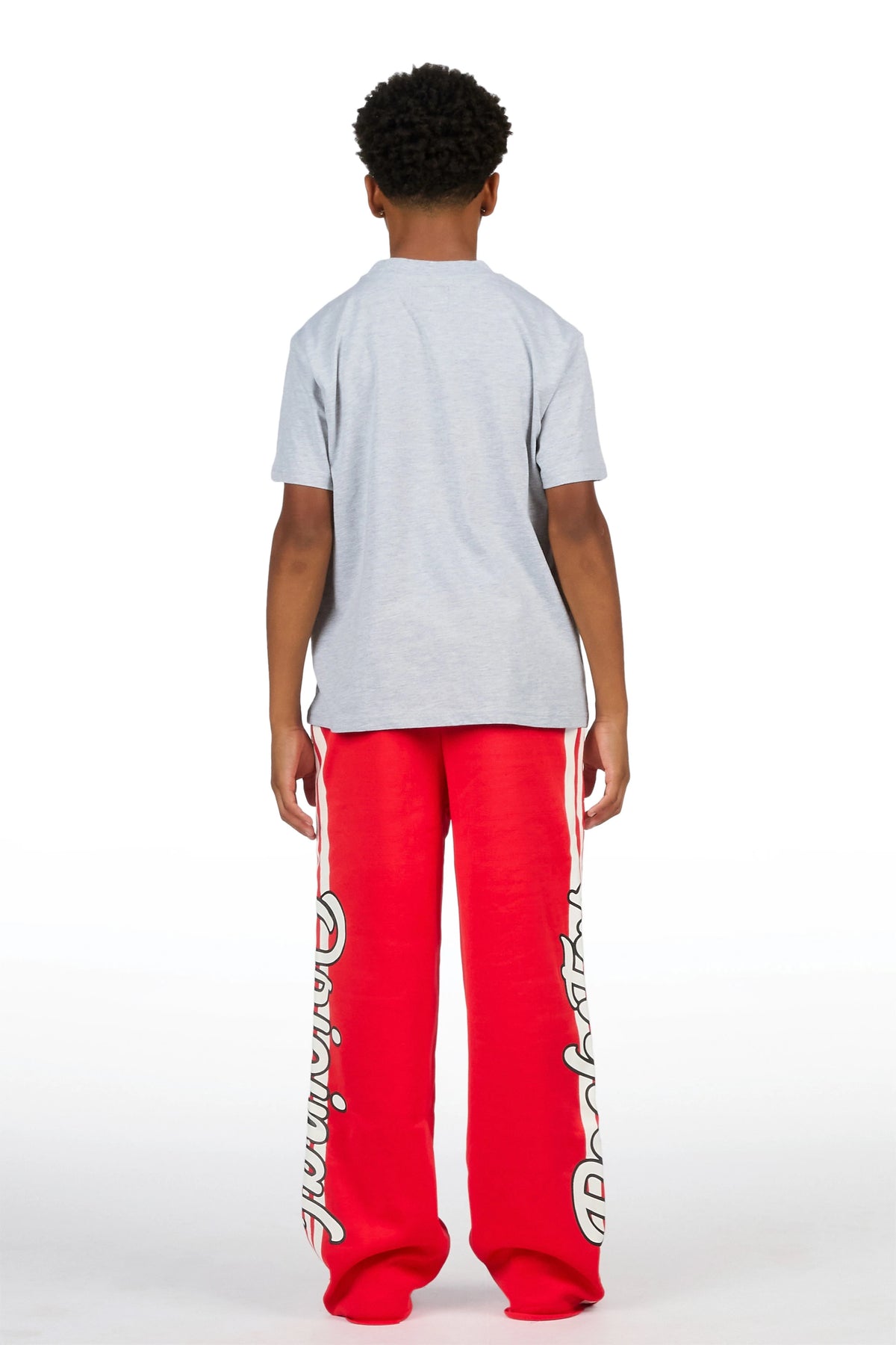 Boys Mozavi Red/White Baggy Track Pant