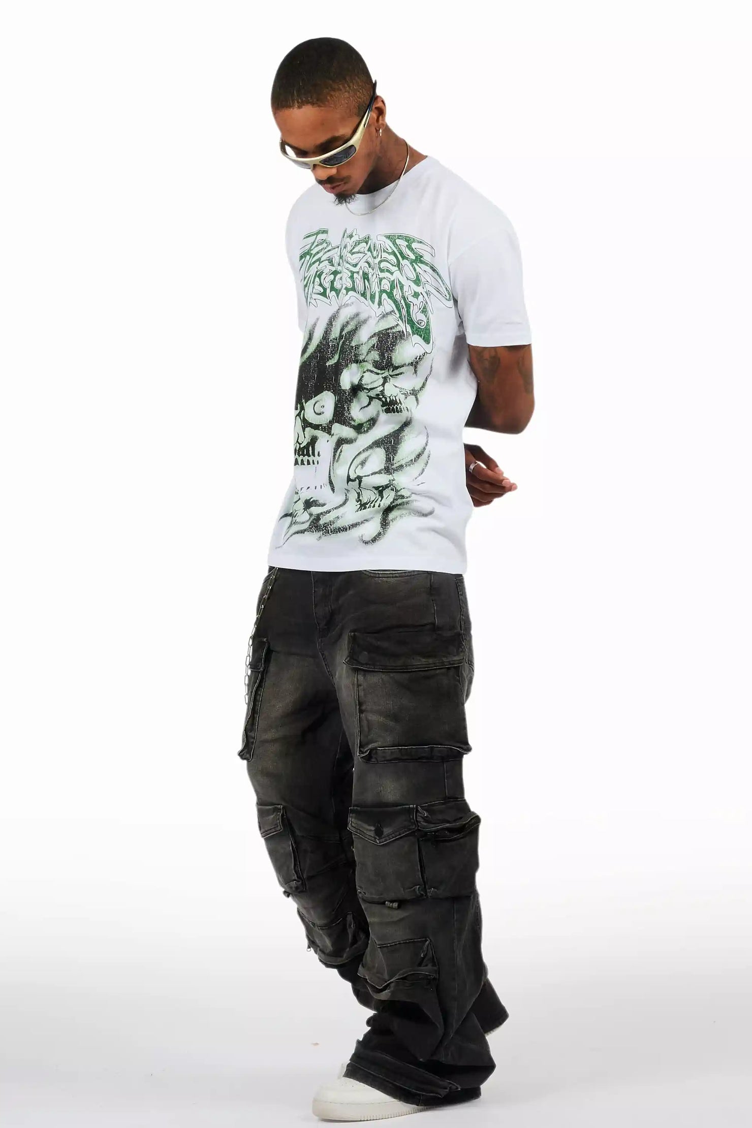 Schtupp White Oversized Graphic T-Shirt