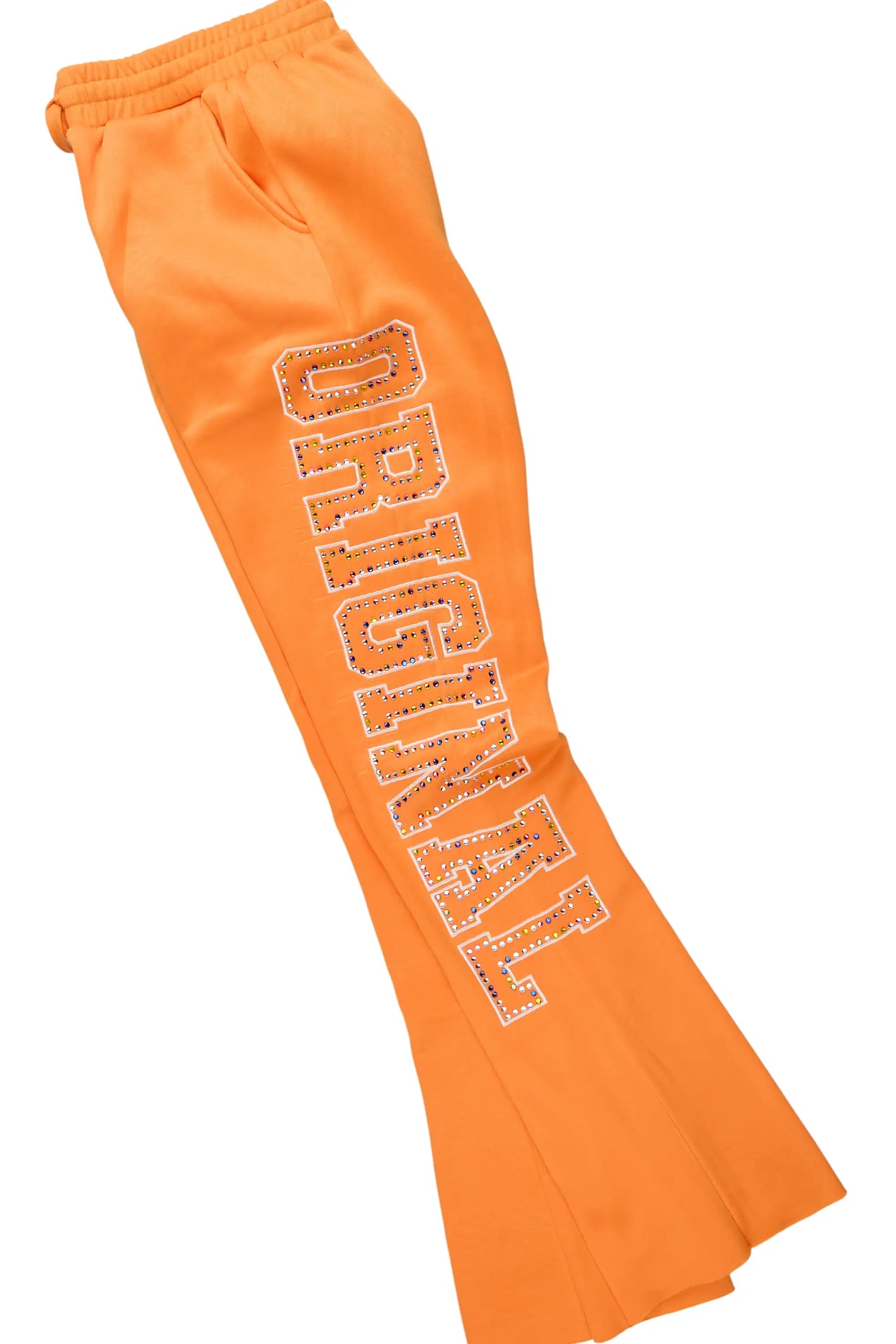 Quianna Orange Rhinestone Stacked Track Set