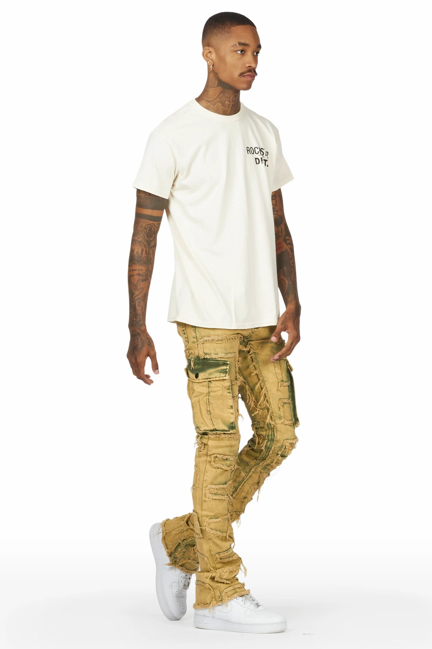Slater Yellow Stacked Flare Jean