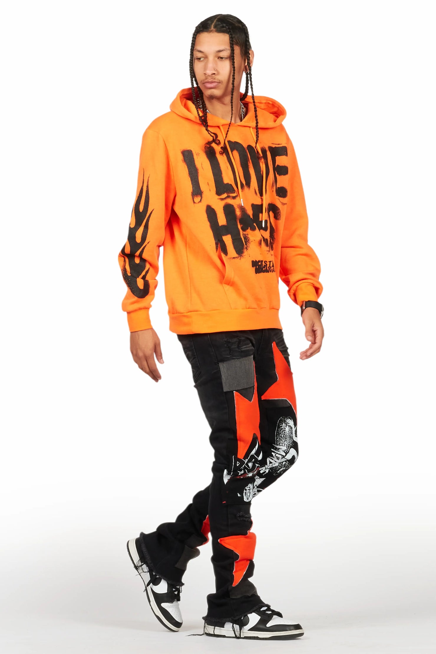 Vadim Black Patchwork Stacked Flare Jean