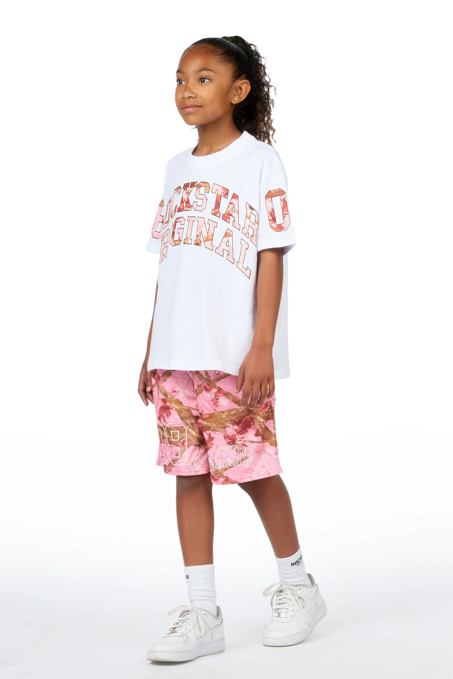 Girls Nikya White T-Shirt Short Set