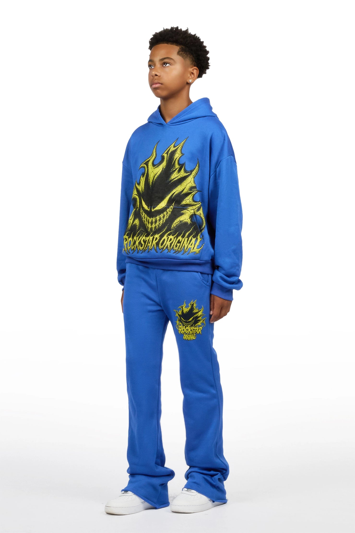 Boys Glaston Royal Blue Stacked Hoodie Track Set