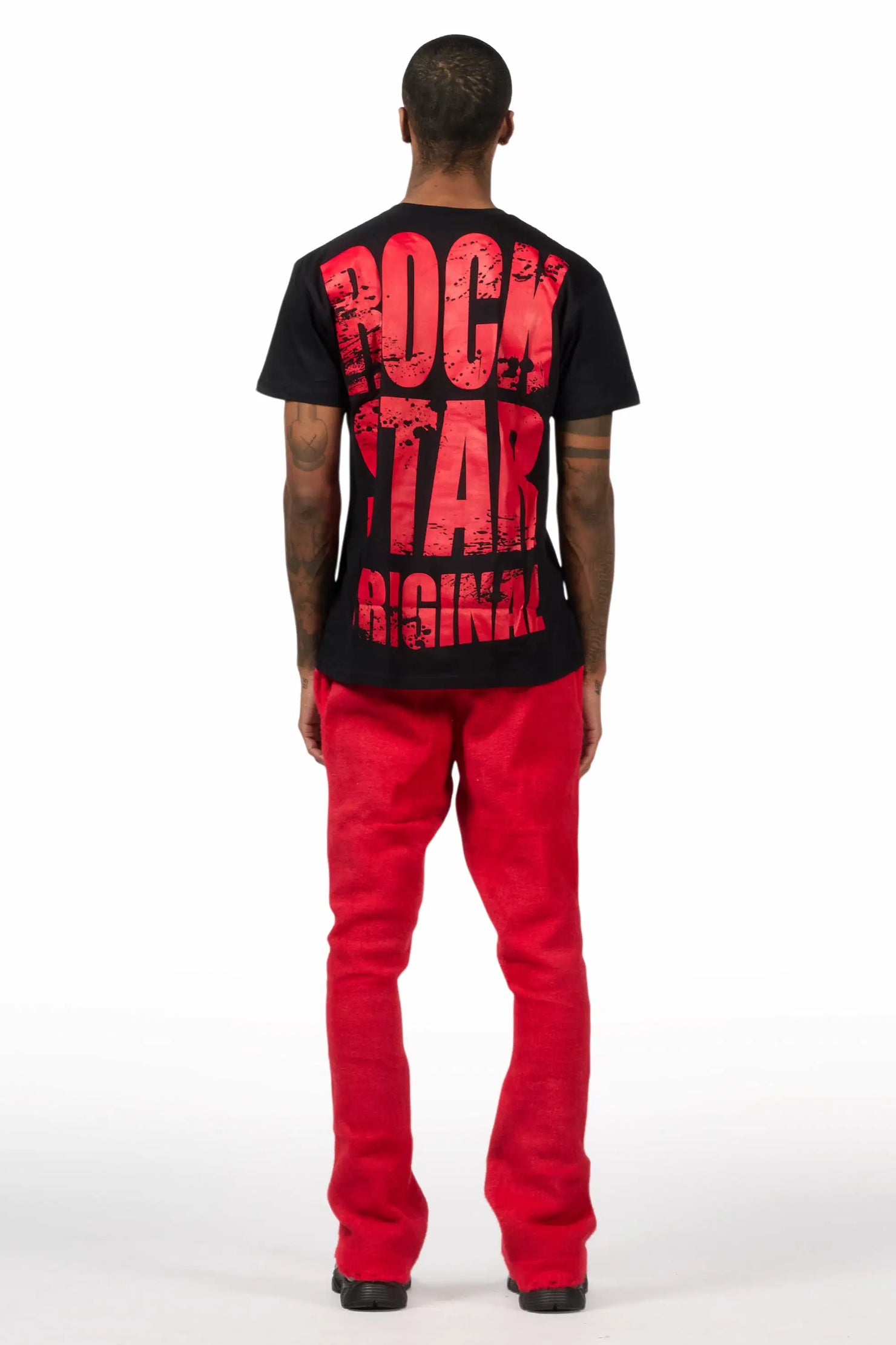 Keve Black/Red T-Shirt/Knitted Mohair Flare Pant Set