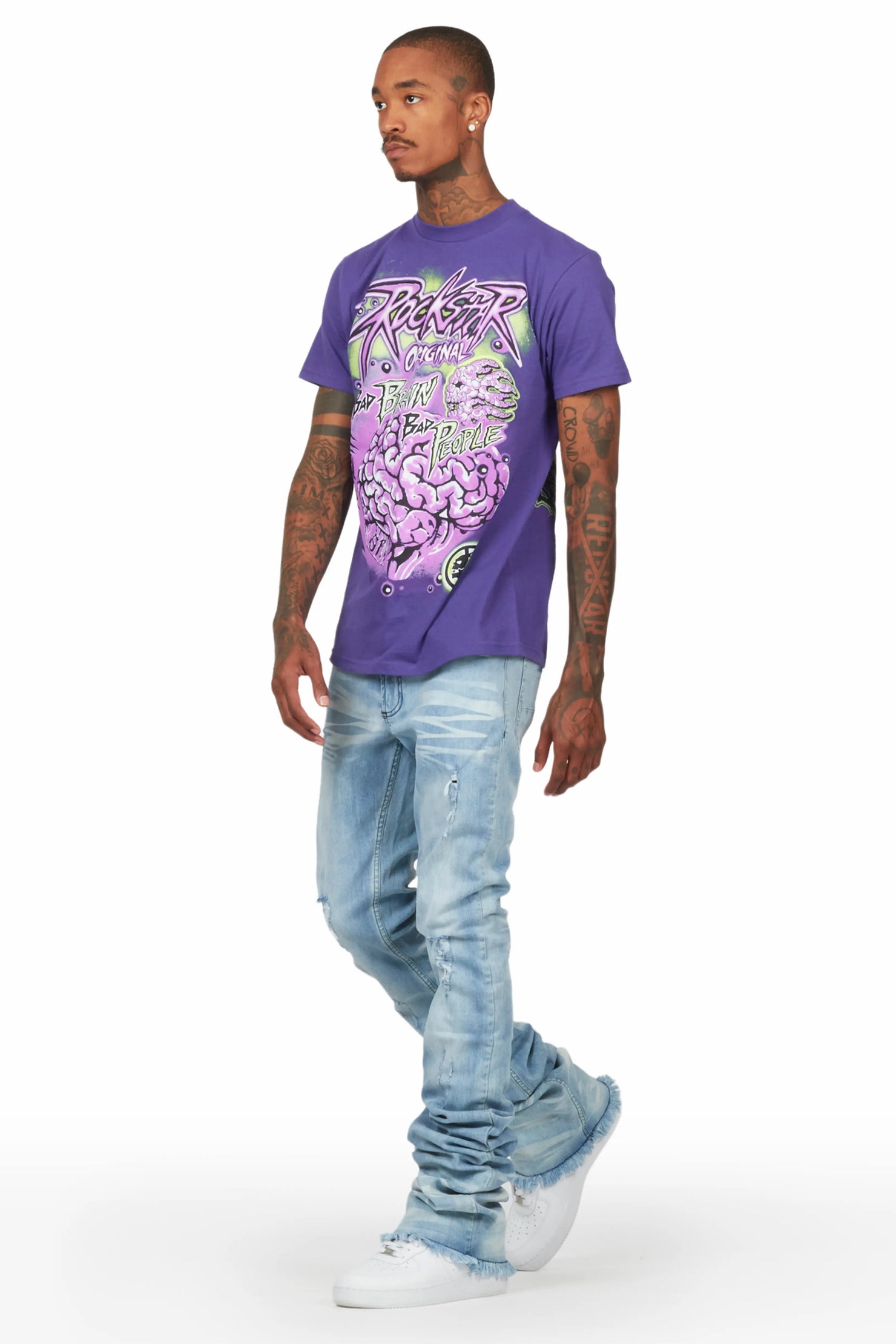 Faby Light Blue Super Stacked Flare Jean