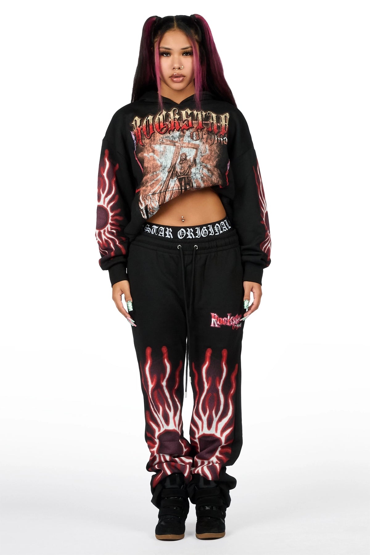 Xandria Black/Red Graphic Baggy Fit Track Set